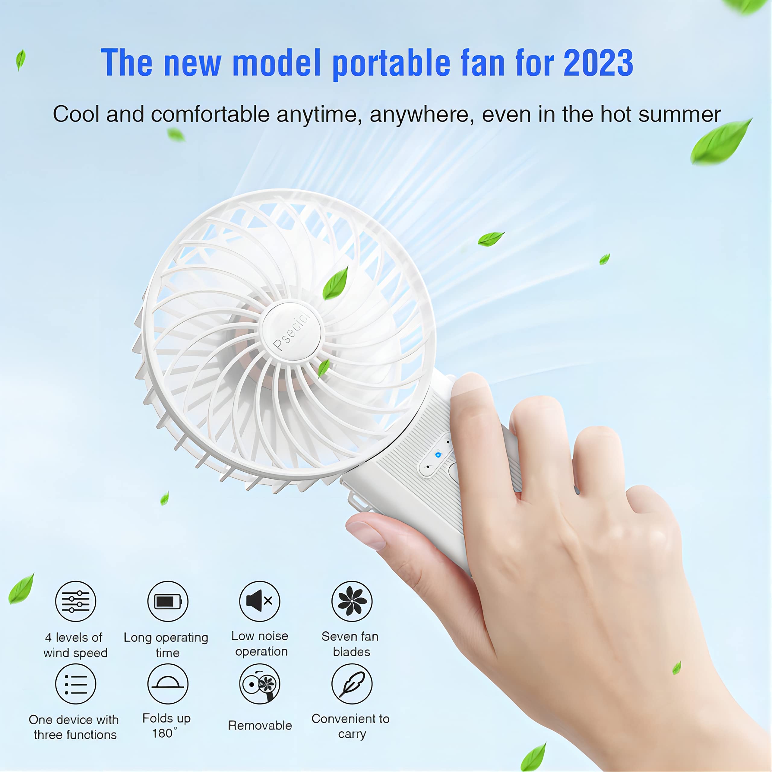 Psecici Handheld Fan, Mini Portable Fan With Lanyard,4 Speeds Level Personal Fan, 180 Degree Foldable Desk Fan For Travel Outdoo