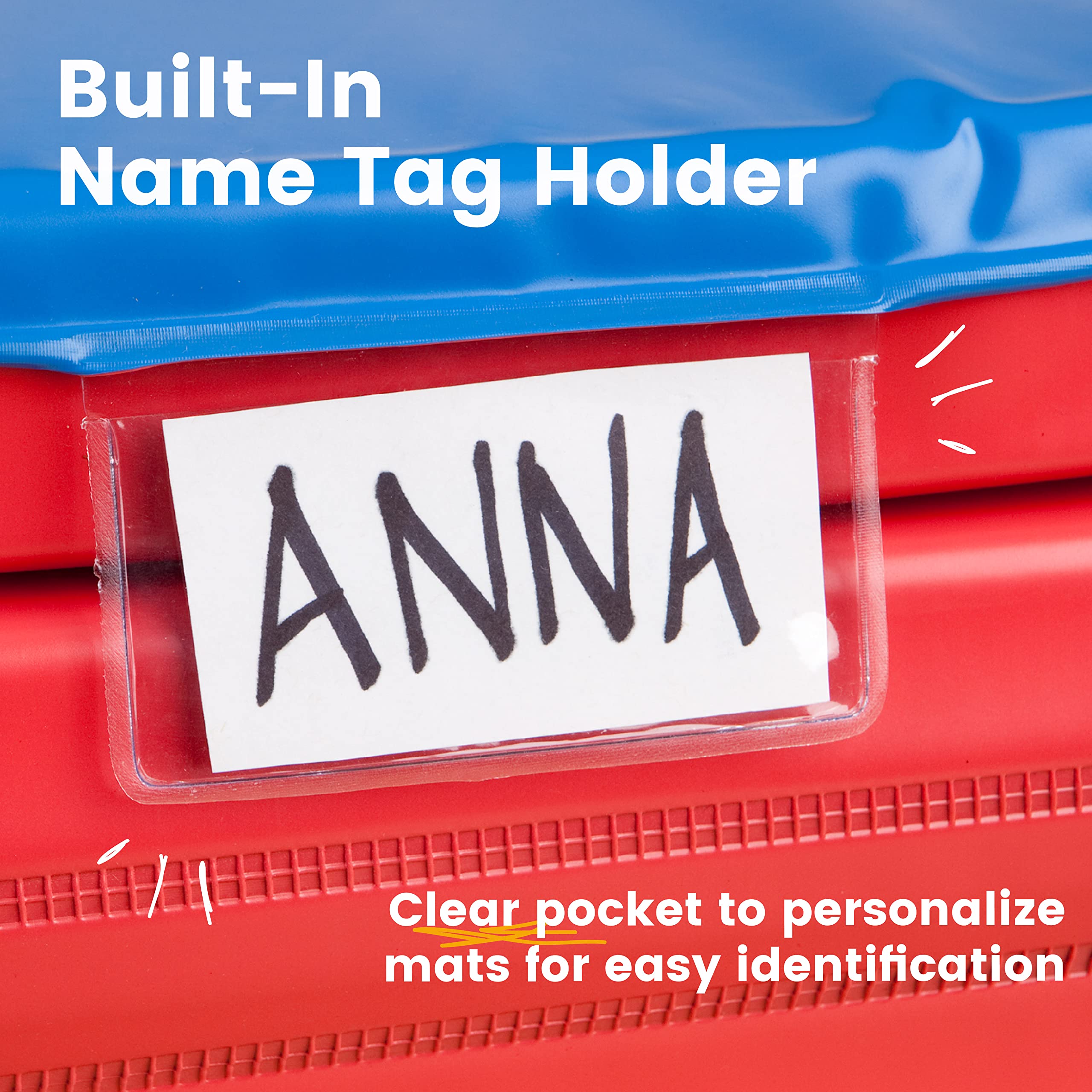 Ecr4Kids Premium Folding Rest Mat, 4 Section, 2In, Sleeping Pad, Blue/Red, 5 Pack