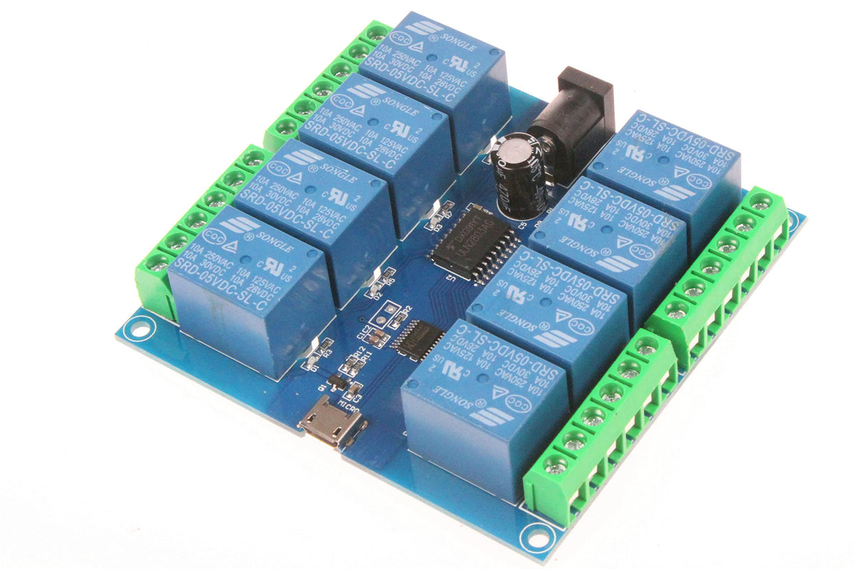 Noyito Hid Drive-Free Usb Computer Control Switch Relay Module Usb Smart Switch Control Plug And Play (8-Channel Micro-Usb)
