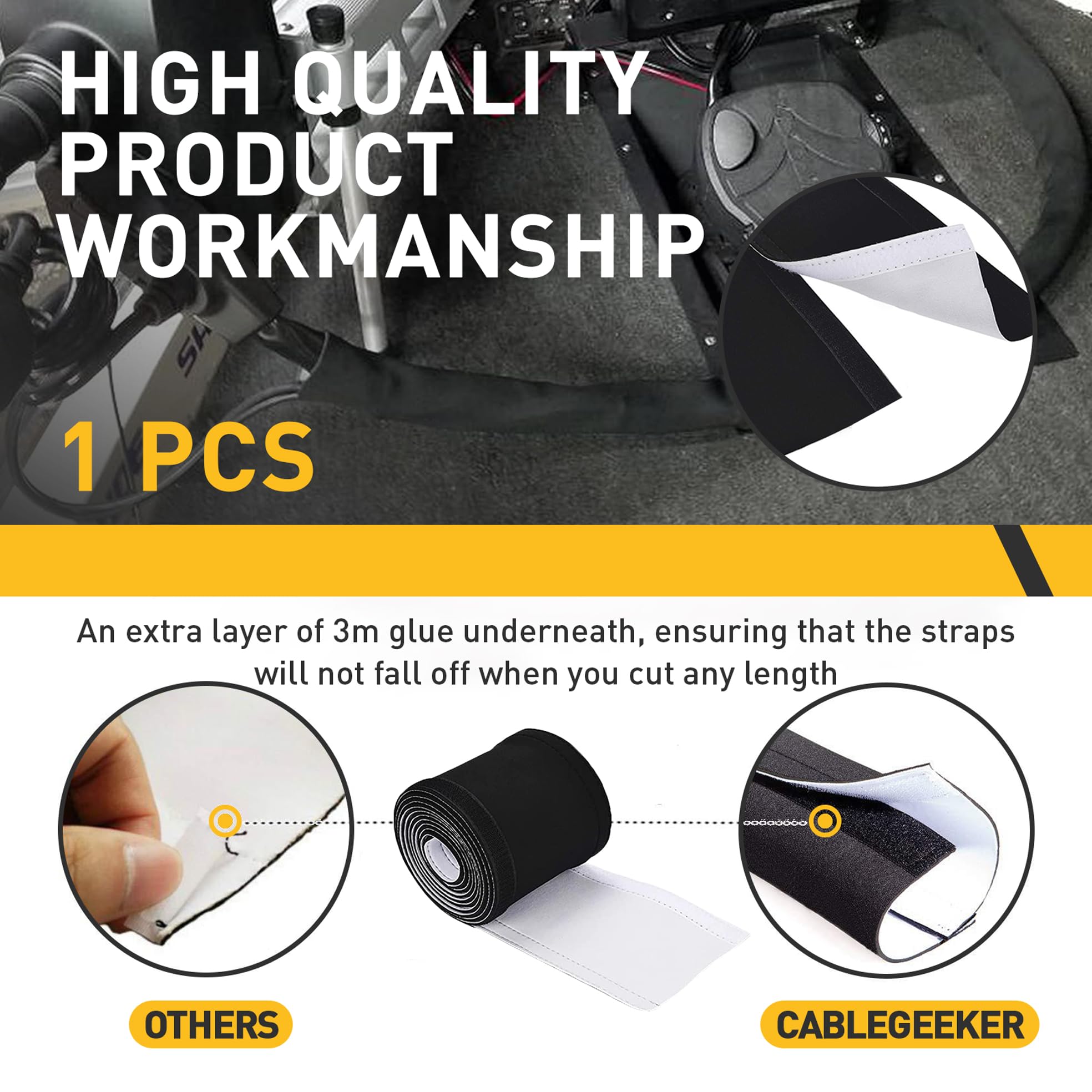 Trolling Motor Cable Sleeve, 60'' Neoprene Cable Sleeve For Trolling Motor Wire, Protect And Manage Trolling Motor Cables, Black