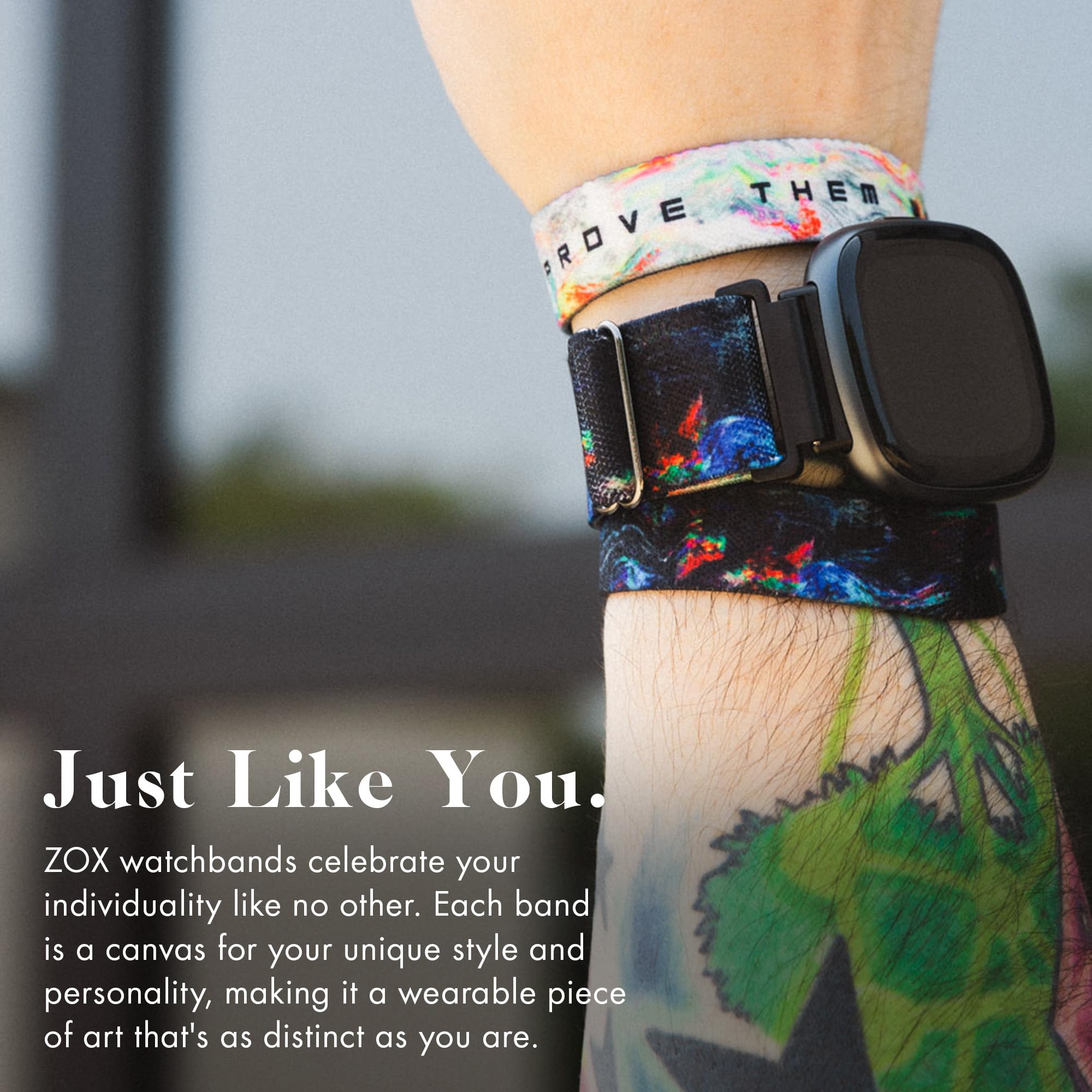 Zox Android Smart Watch Band - Prove Them Wrong | Soft, Adjustable Elastic Band With Motivational Affirmations And Beautiful Art