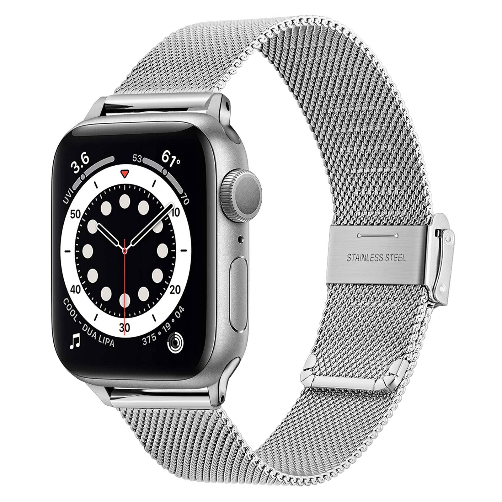 Trumirr Silver Band For Apple Watch 38Mm 40Mm 41Mm Women Men, Mesh Woven Stainless Steel Watchband Replacement Strap Bracelet Fo