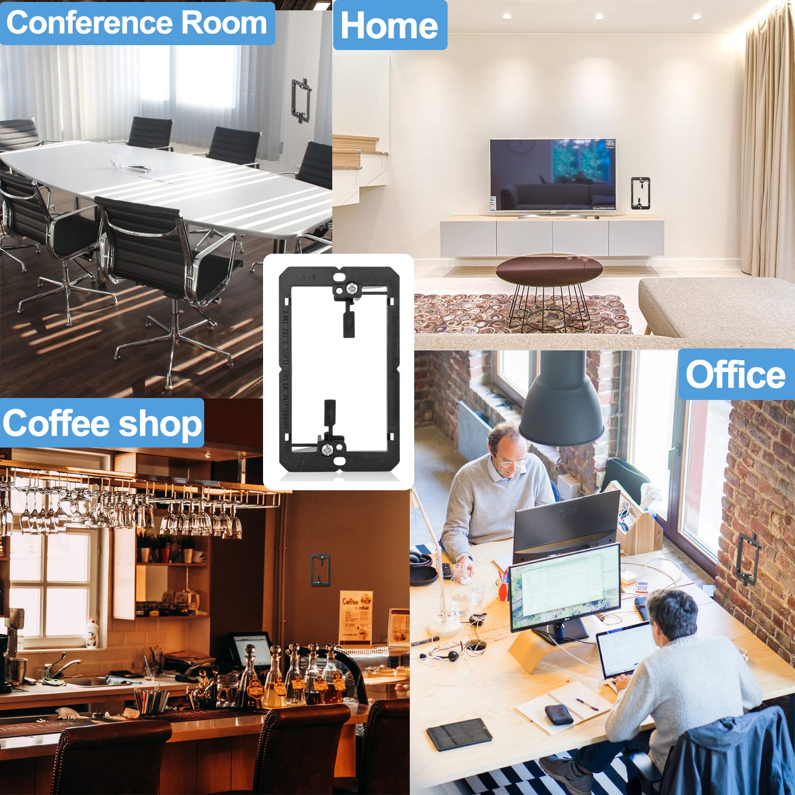 25Pack Low Voltage Mounting Bracket 1 Gang 2 Ring Drywall Cables Pass Through Wall Plate Wallboard Single Gypsum Board Outlet Hi