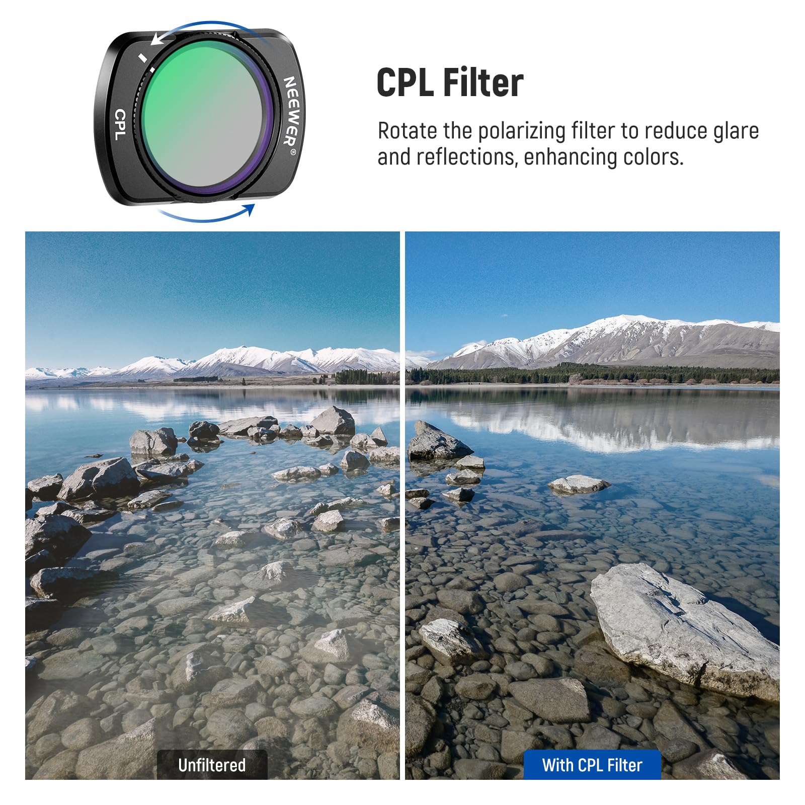 Neewer Magnetic Cpl Filter Compatible With Dji Osmo Pocket 3 Creator Combo Accessories, Multi Coated Circular Polarizer Filter K