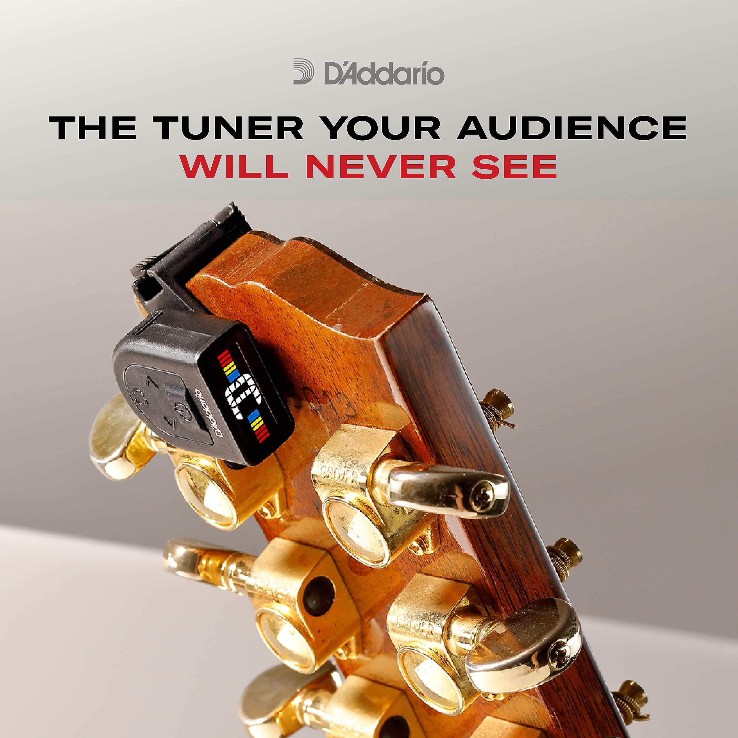 Daddario Guitar Tuner - Micro Headstock Tuner - Tuner For Acoustic Guitar, Electric Guitar, Bass Guitar, Mandolin, Banjo, Ukule