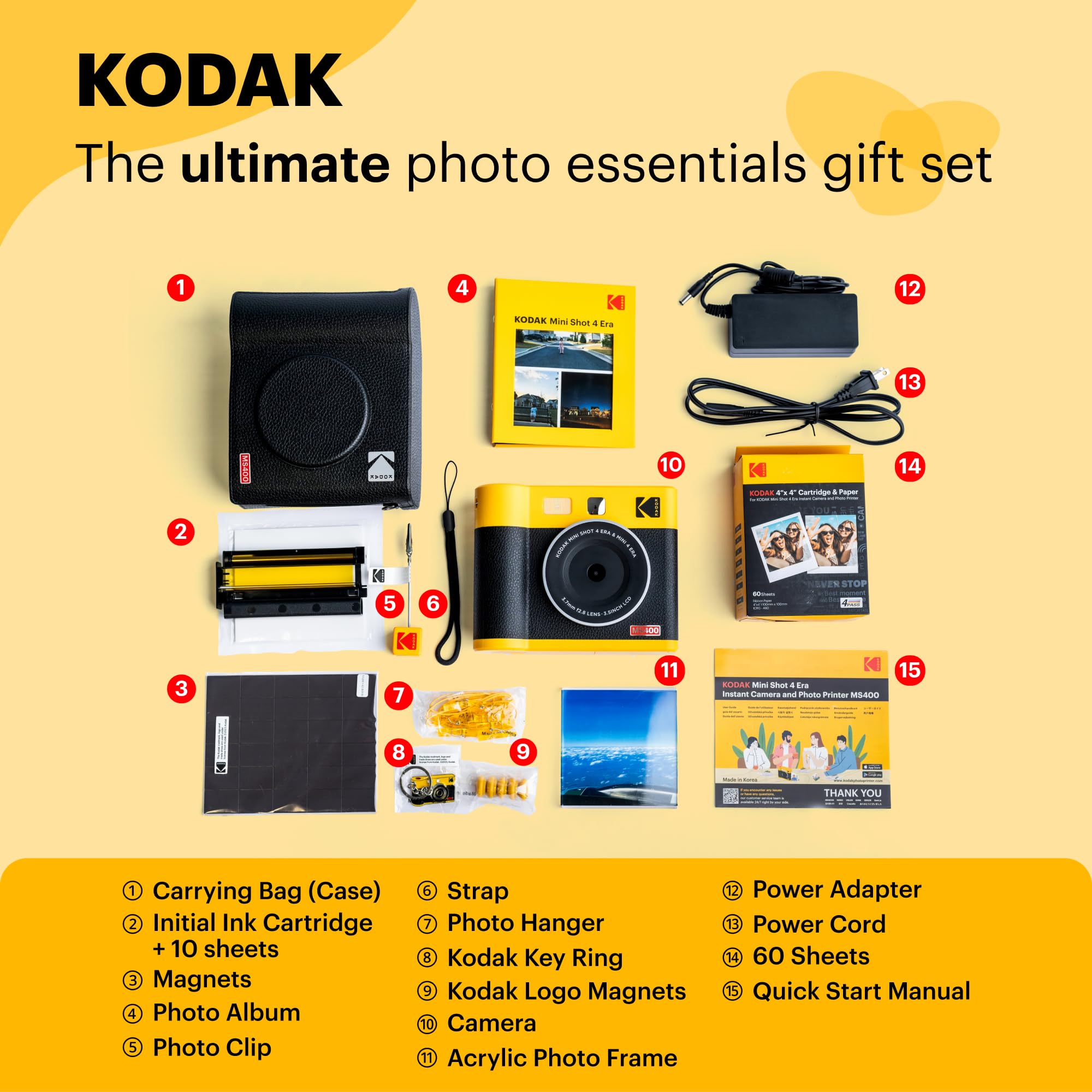 Kodak Mini Shot 4 Era 4Pass 2-In-1 Instant Camera And Photo Printer (4X4) (Black, Camera + 70 Sheets + Gift Accessories)