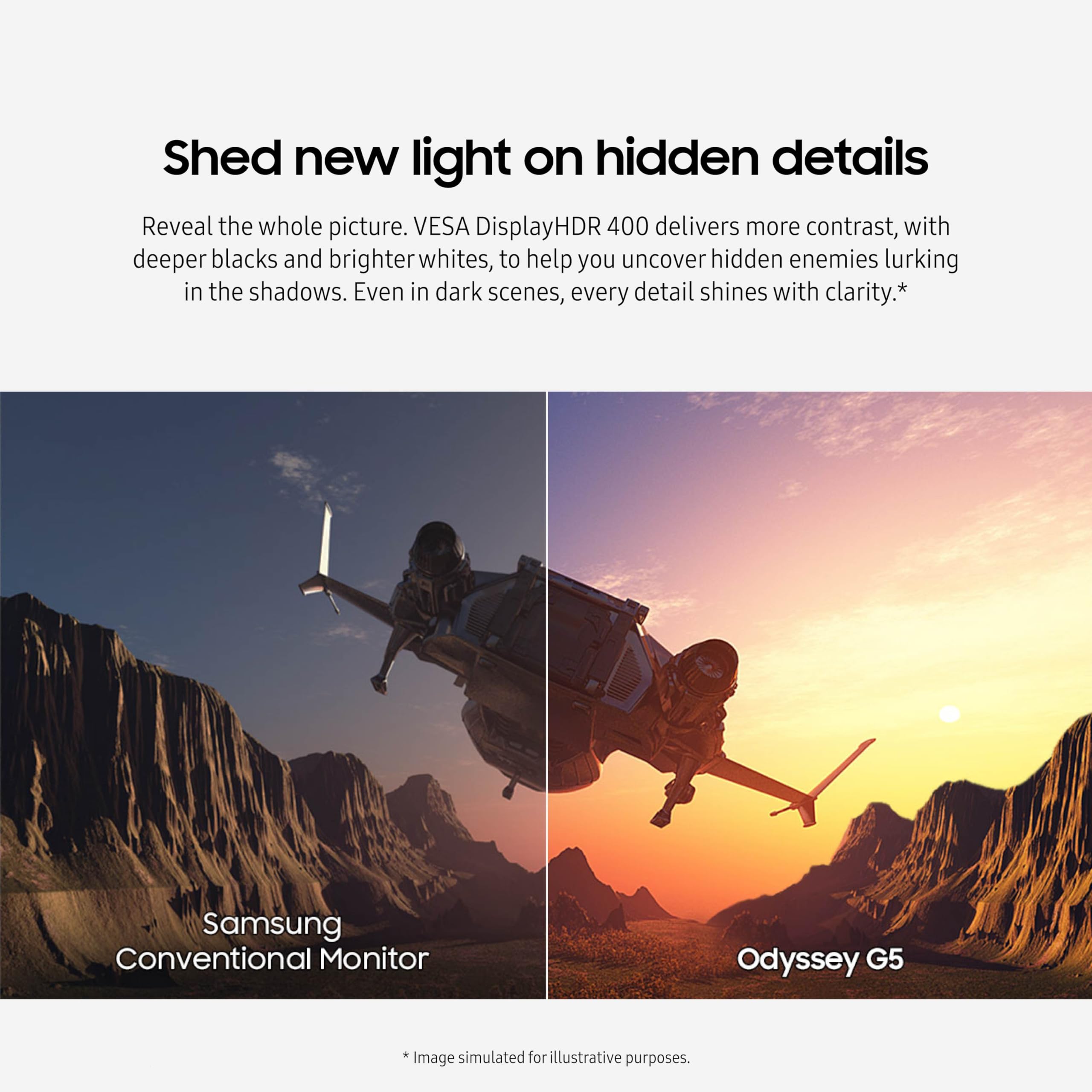 Samsung 27 Inch Odyssey G50D Series Qhd Fast Ips Gaming Monitor, 1Ms, Vesa Displayhdr 400, 180Hz, Amd Freesync, Adjustable Stand