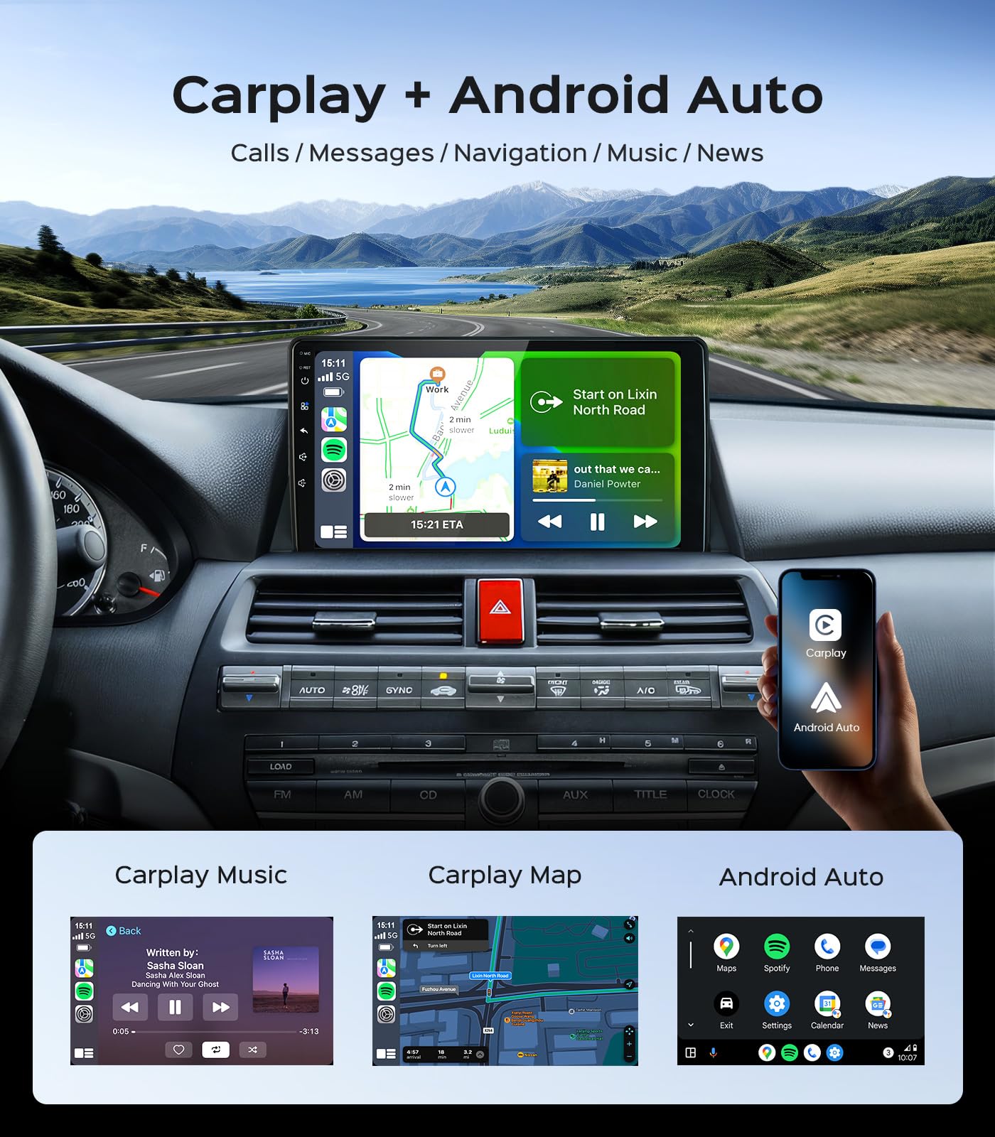 5G Wifi Car Radio Stereo For Honda Accord 2008 2009 2010 2011 2012 2013 Upgrade 2G+64G 10.2 Inch Ips Hd Touch Screen Car Radio W