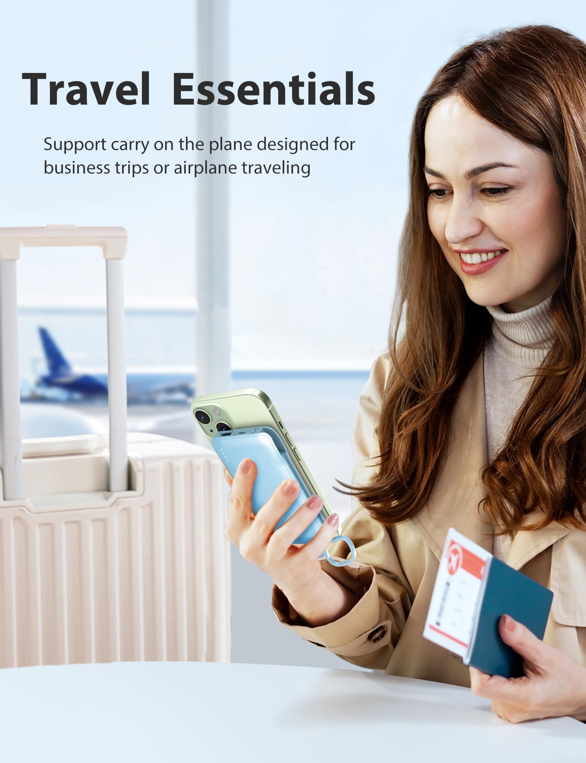 Tg90 10000Mah Power Bank With Built In Foldable Ac Wall Plug And Cables, Ultra Slim Phone External Battery Pack Portable Charger