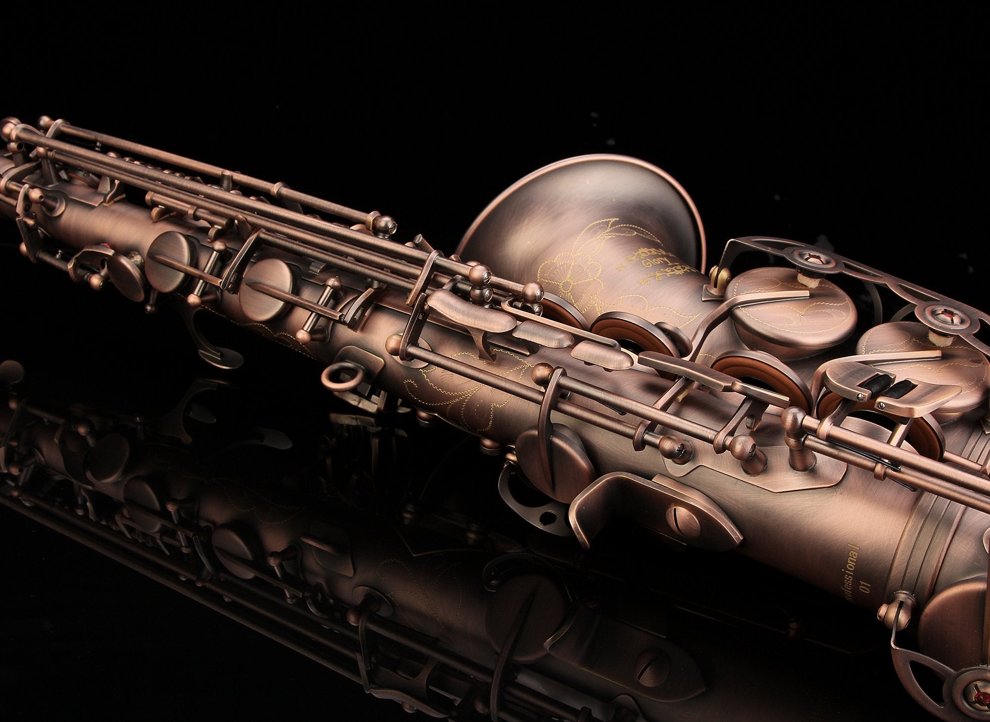 Glory High Grade Antique Finish Series Pr1, E Flat Alto Saxophone With 11Reeds,8 Pads Cushions,Case,Carekit