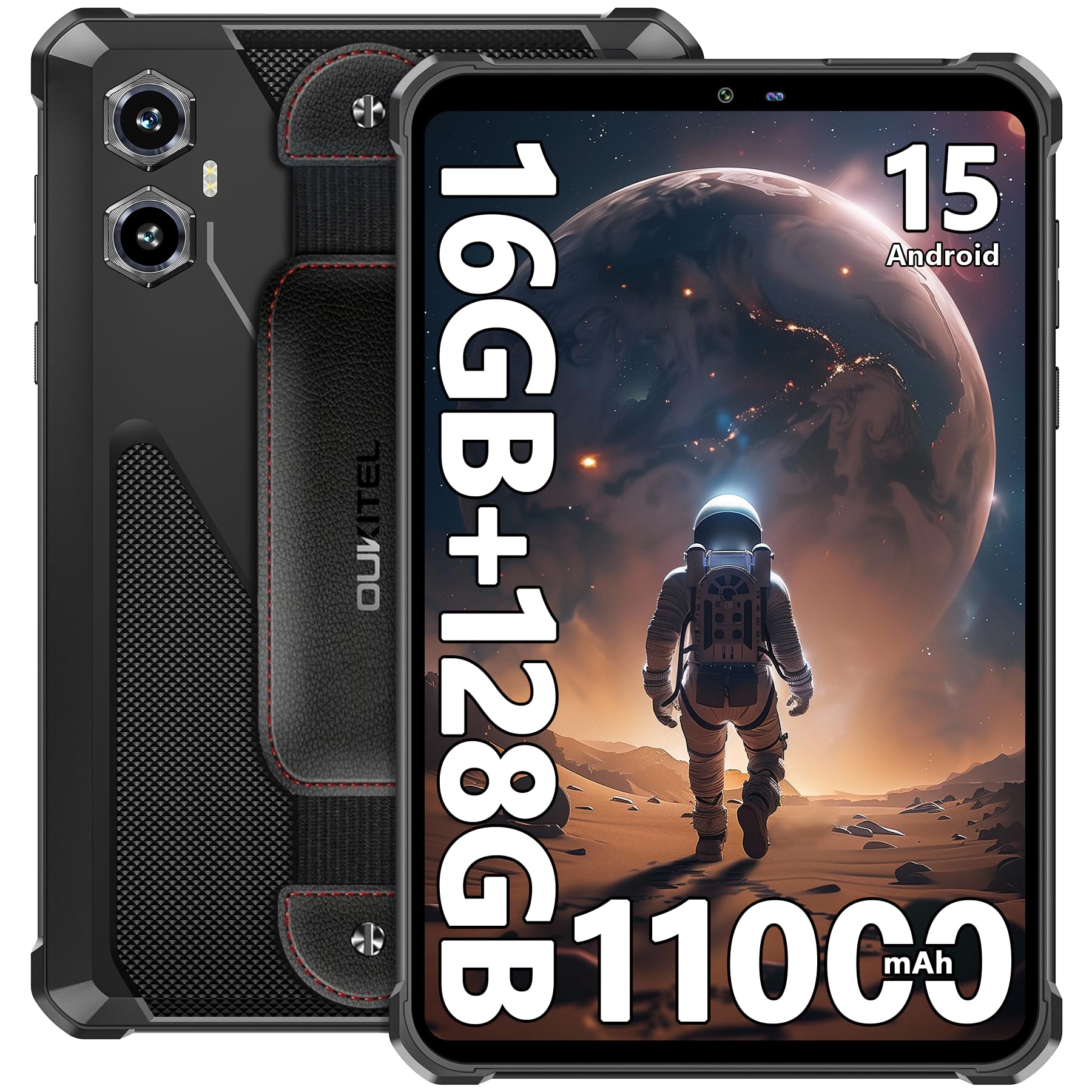 OUKITEL RT3 Plus Rugged Tablet Android 15-11000mAh Battery, 8 Inch Tablets, 16GB+128GB/TF 1TB, 16MP Camera, IP68/IP69K Waterproo