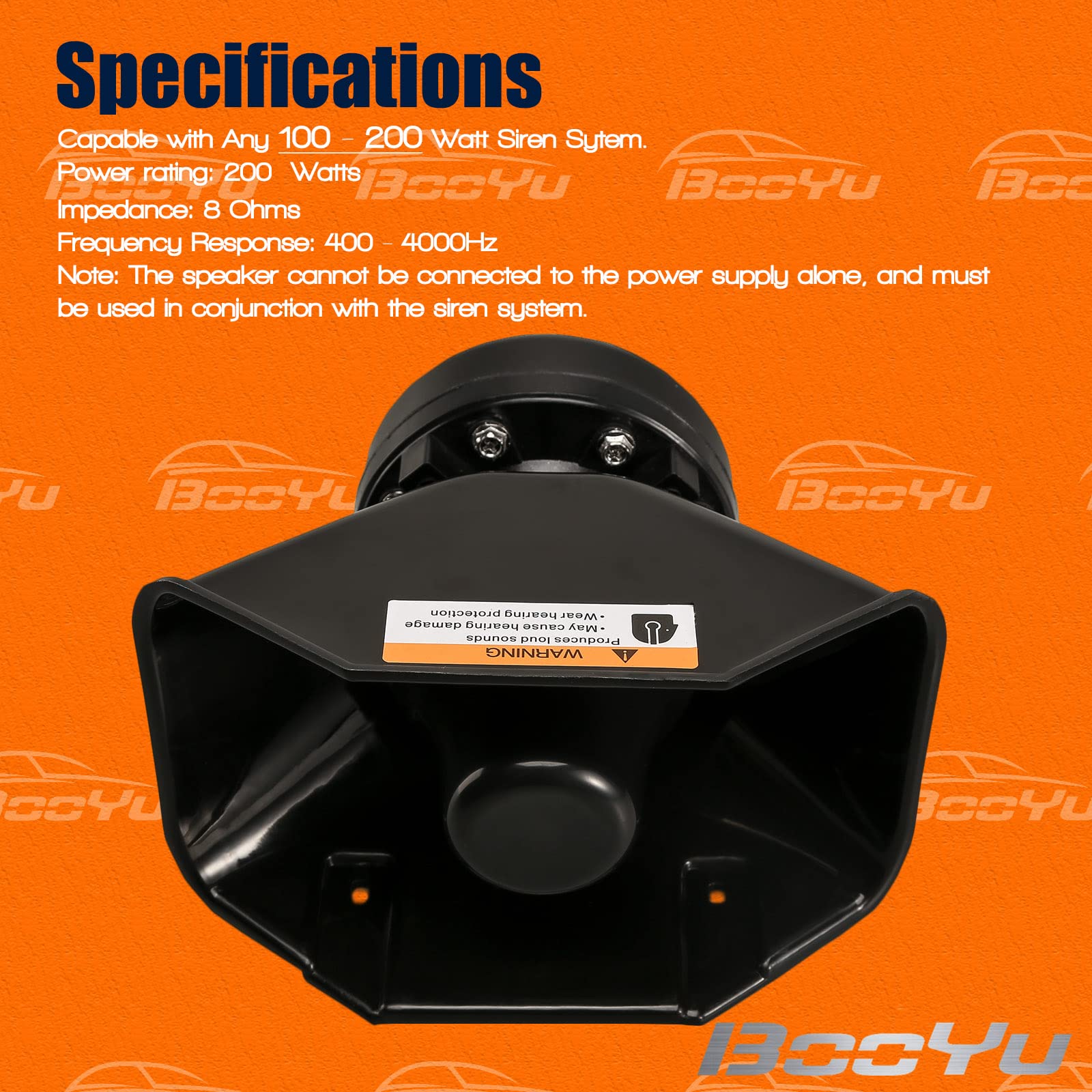 Booyu 200W High Performance Pa Siren Horn Speaker [180 Degree Design] [8 Ohms] [125 135 Db] [Ip66 Waterproof] [Compatible With 1