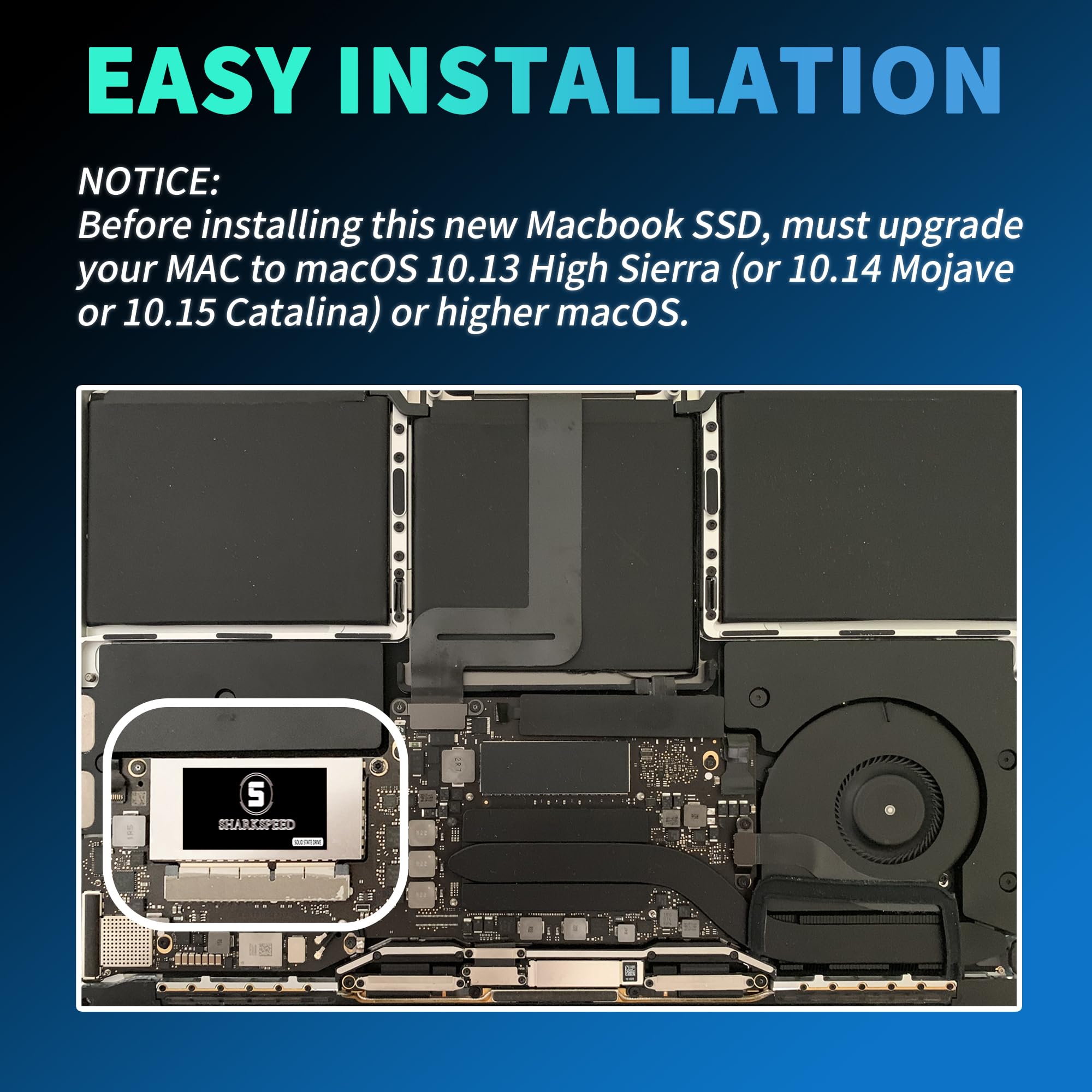 Sharkspeed Ssd 1Tb Nvme Replacement For Macbook Pro Retina 13'' A1708 (Late 2016, Mid 2017) Emc 2978/3164 Non Touch Bar Models M