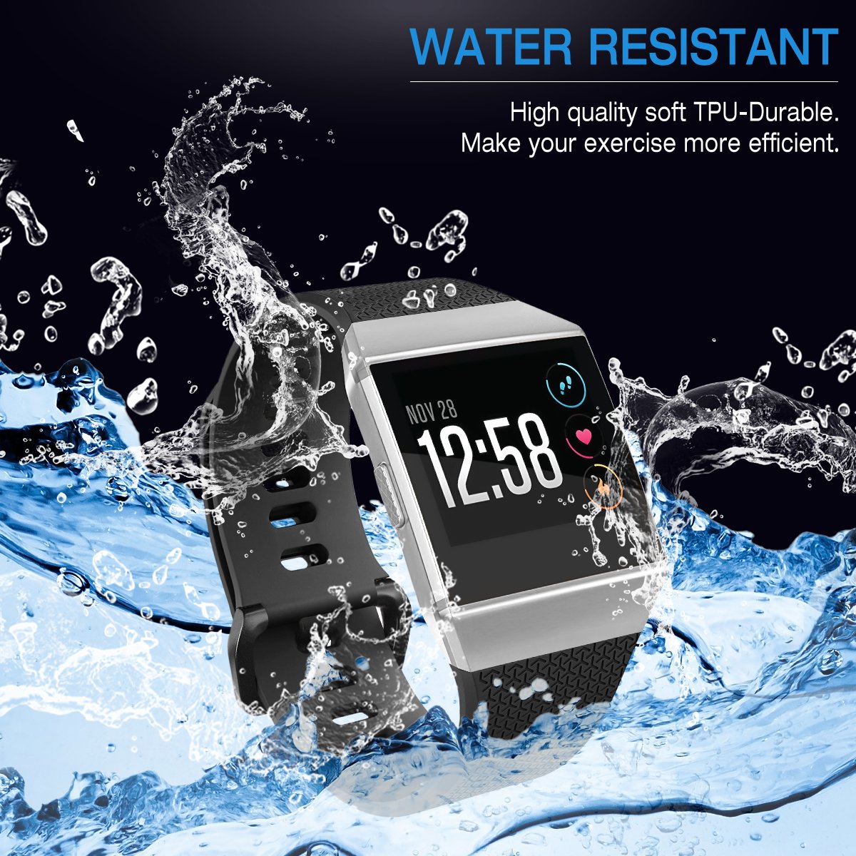 Aiunit Compatible With Fit Bit Ionic Bands For Men Women Silver Buckle, Large Small Replacement Strap Sport Accessory Wristband