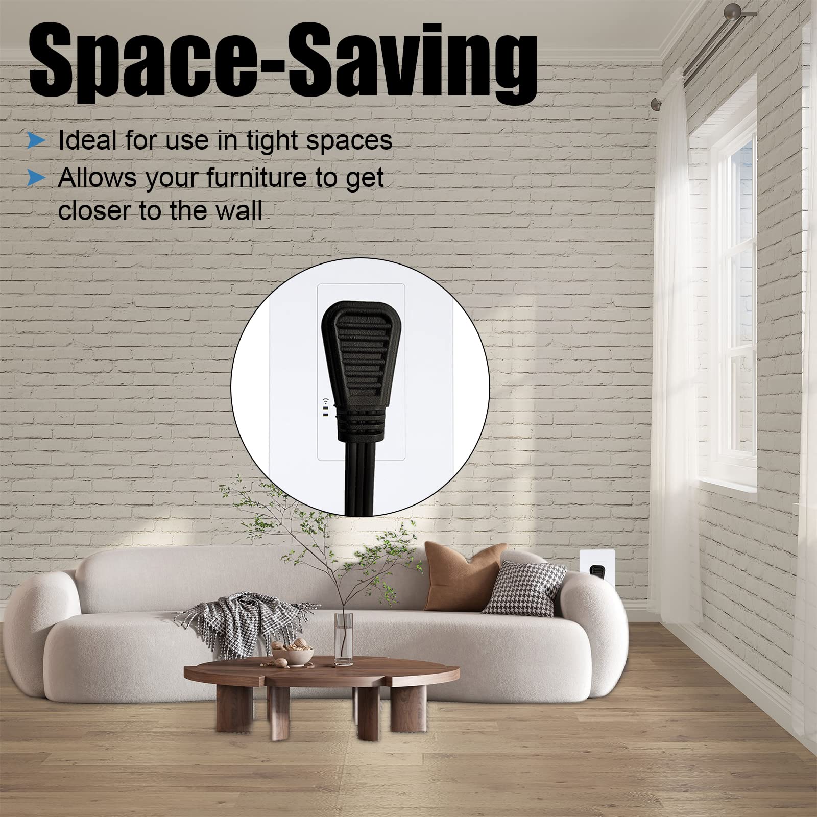 Greatide 15 Ft 3 Outlet Extension Cord With Flat Plug, 3 Prong Grounded, 16/3 Spt 3 Power Cable For Indoor Use, Black, 2 Pack