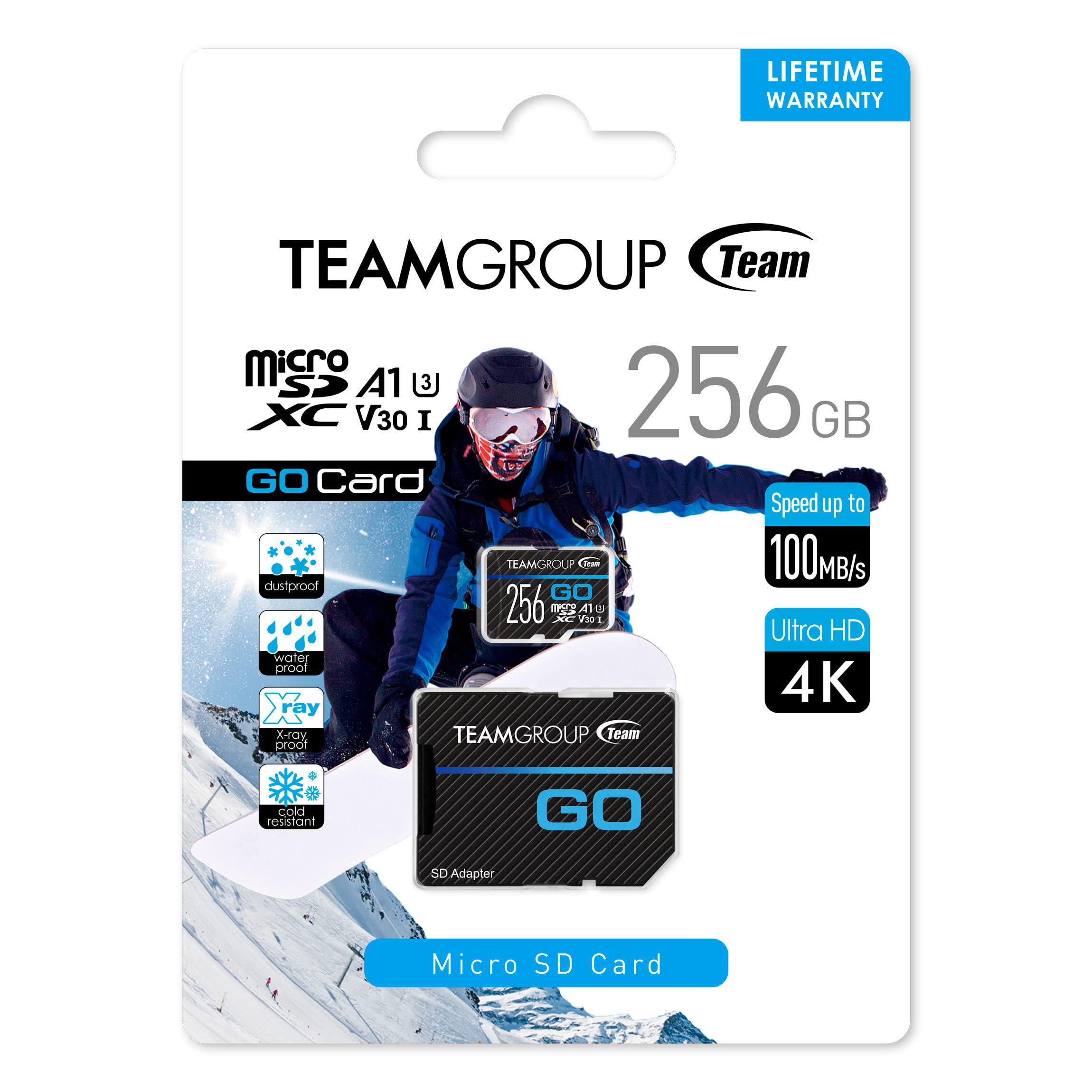 Teamgroup Go Card 256Gb X 2 Pack Micro Sdxc Uhs I U3 V30 4K For Gopro & Action Cameras High Speed Flash Memory Card With Adapter For Outdoor, Sports, 4K Shooting Tgusdx256Gu364