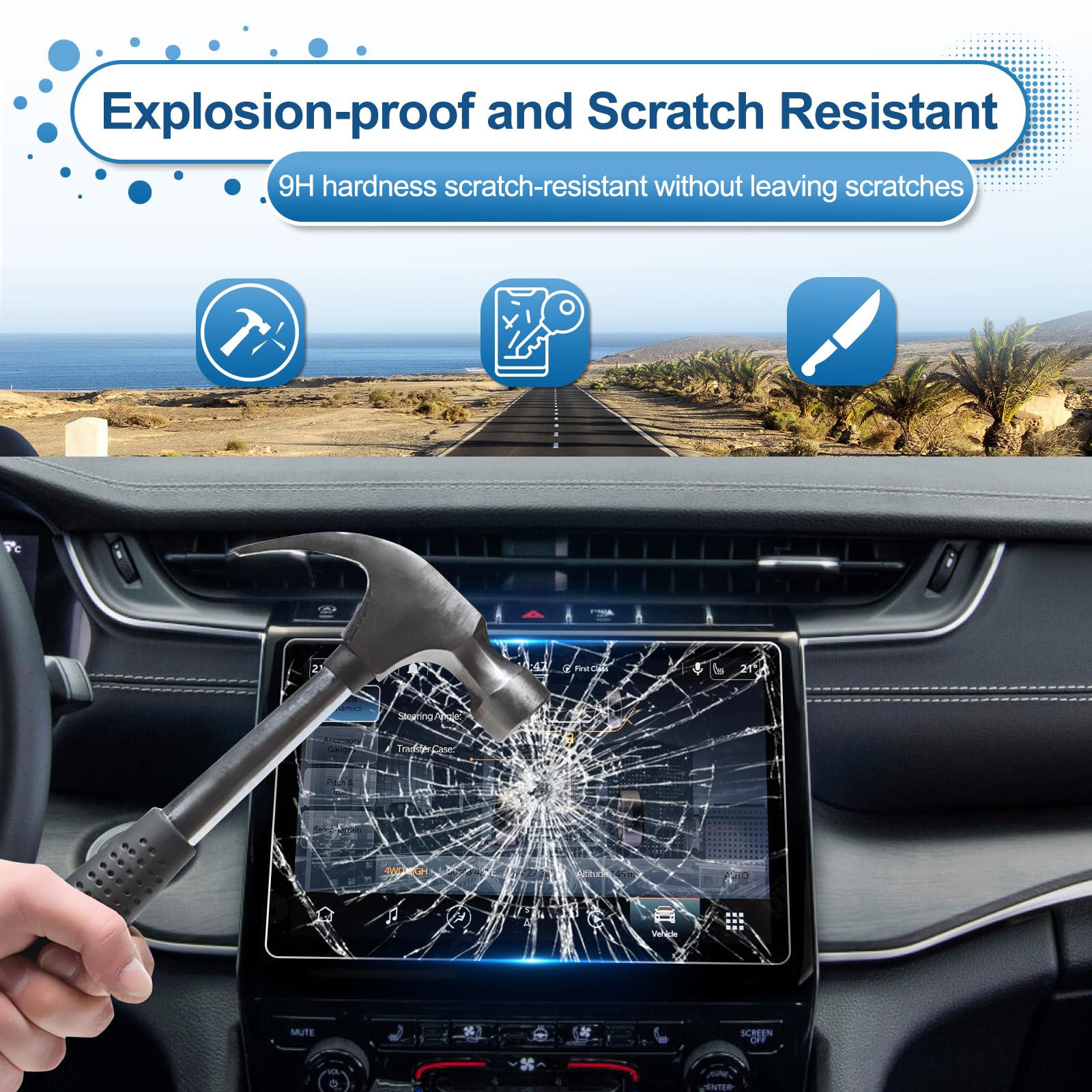 Coleya 2022 2023 2024 Grand Cherokee Screen Protector For Jeep Grand Cherokee (Limited/Overland/Summit/Summit Reserve/Trailhawk)