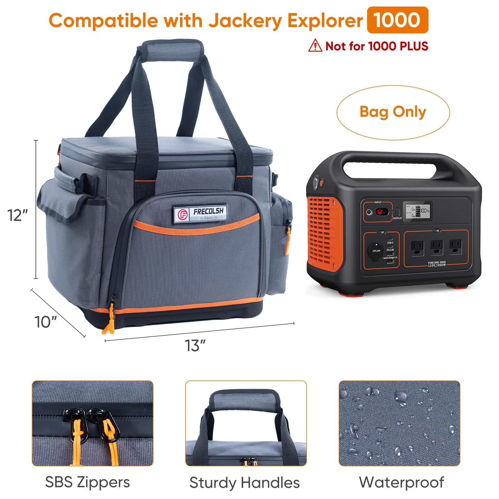 Frecolsh Travel Carrying Case Compatible With Jackery Explorer 1000, Portable Power Station Storage Case With Waterproof Bottom