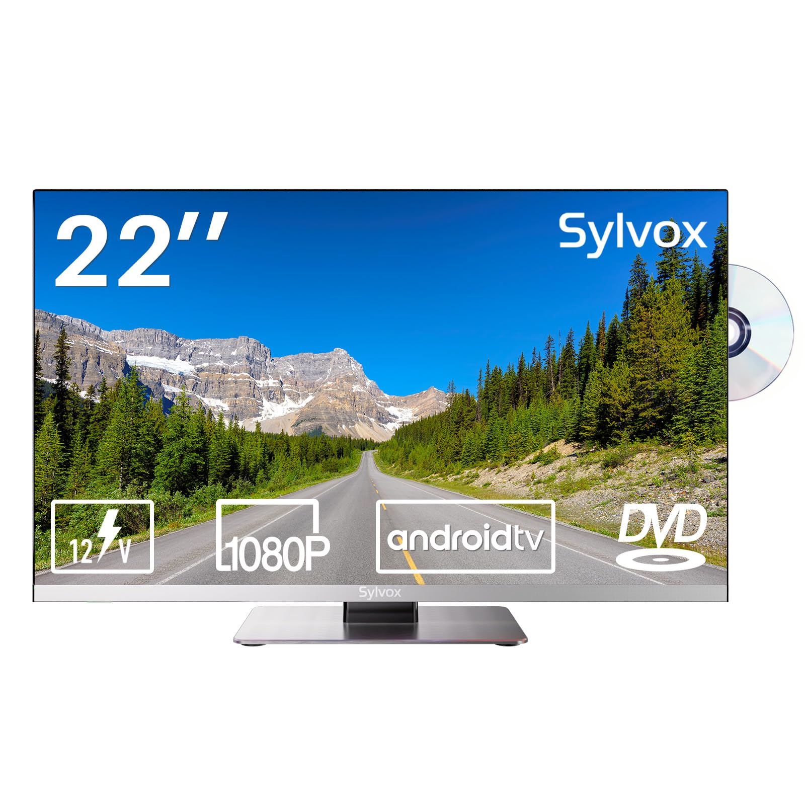 Sylvox Rv Tv, 22 Inches 12/24V 1080P Full Hd Small Android Smart Tv, Built In App Store, Support Wifi Bluetooth, For Car Home Ca