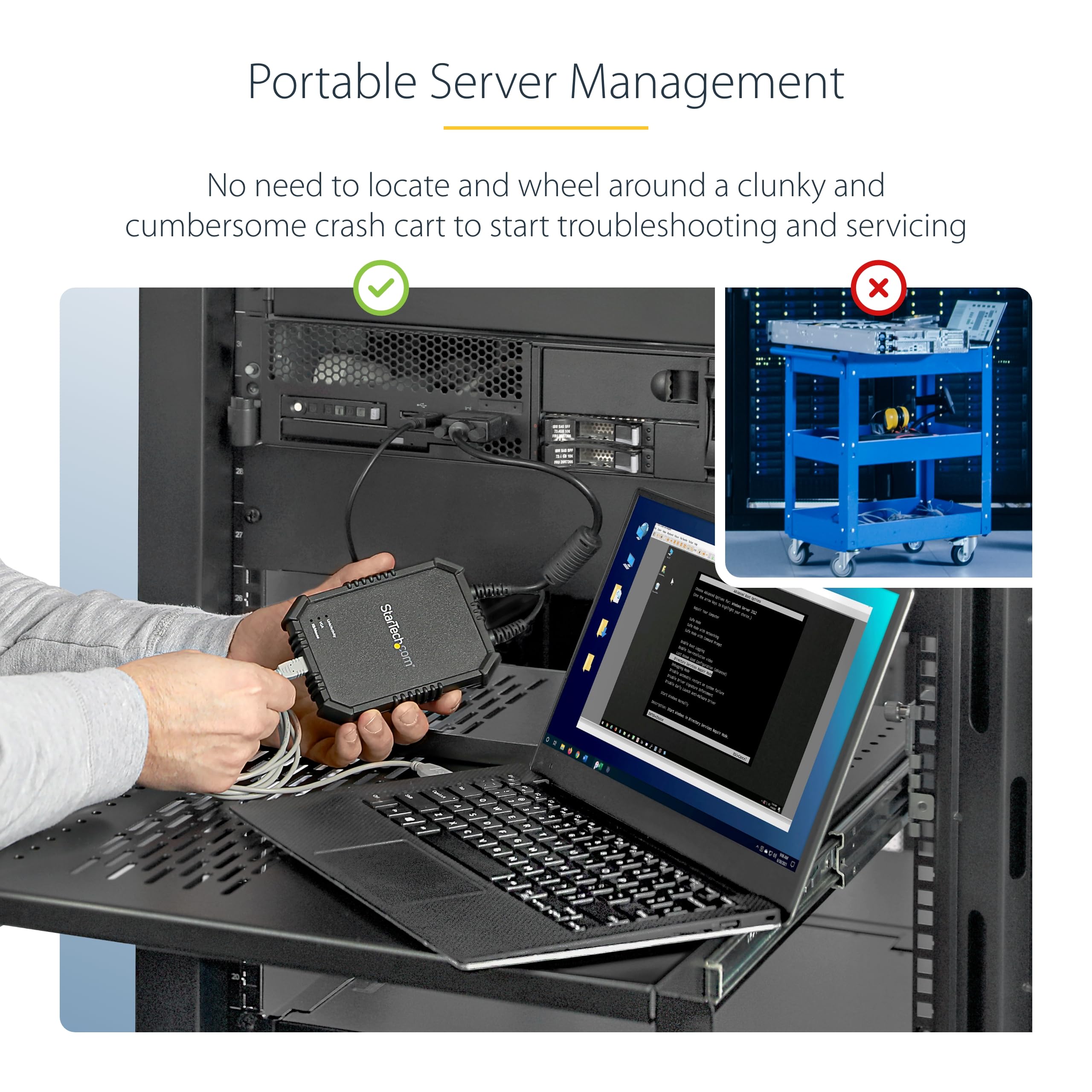 Startech.Com Usb Crash Cart Adapter With File Transfer And Video Capture   Laptop To Server Kvm Console   Portable & Rugged (Not