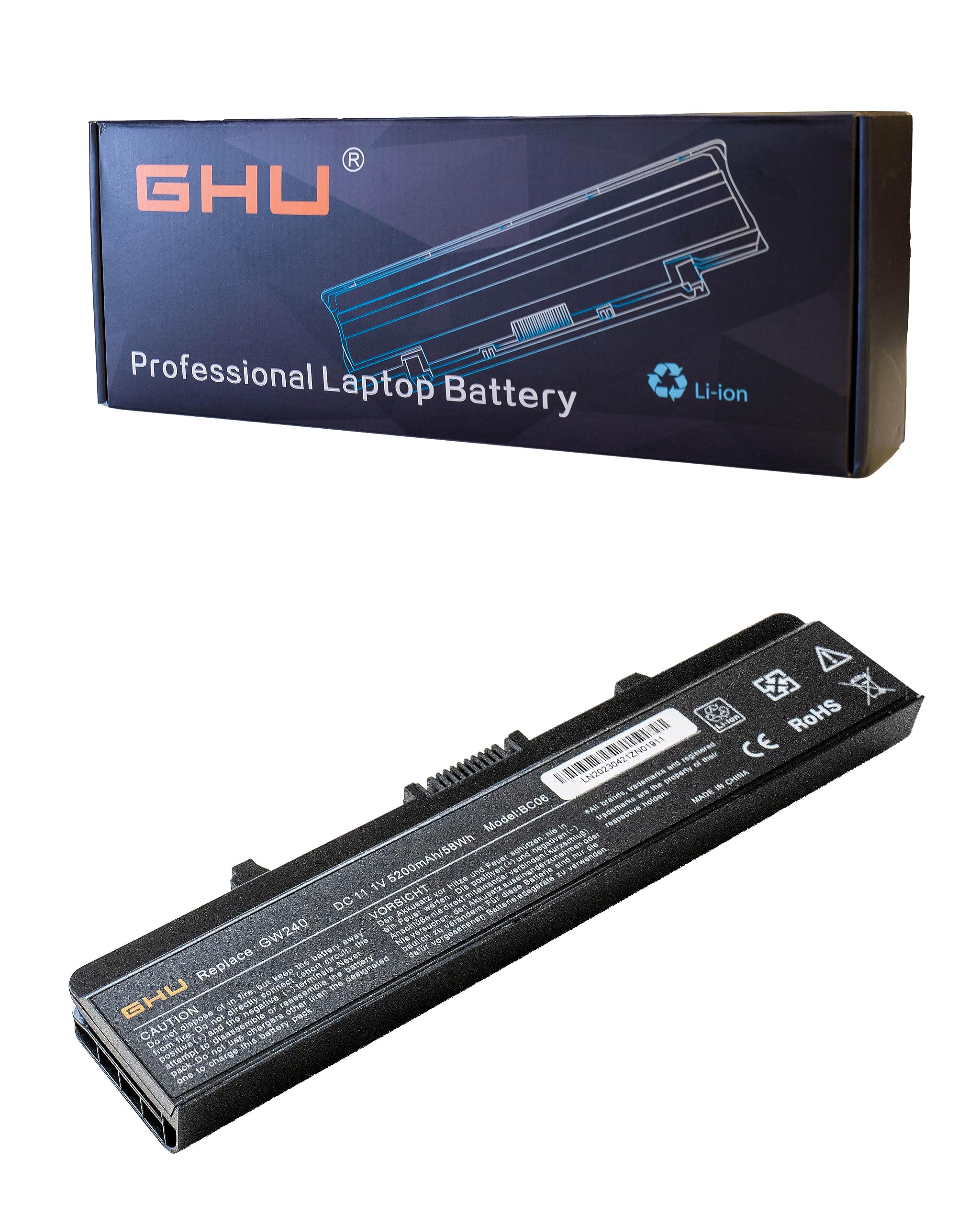 Ghu New Battery 58 Whr Replacement For Gw240 Rn873 Gp952 M911G X284G K450N Compatible With Dell Inspiron 1525 1526 1545 1440 175