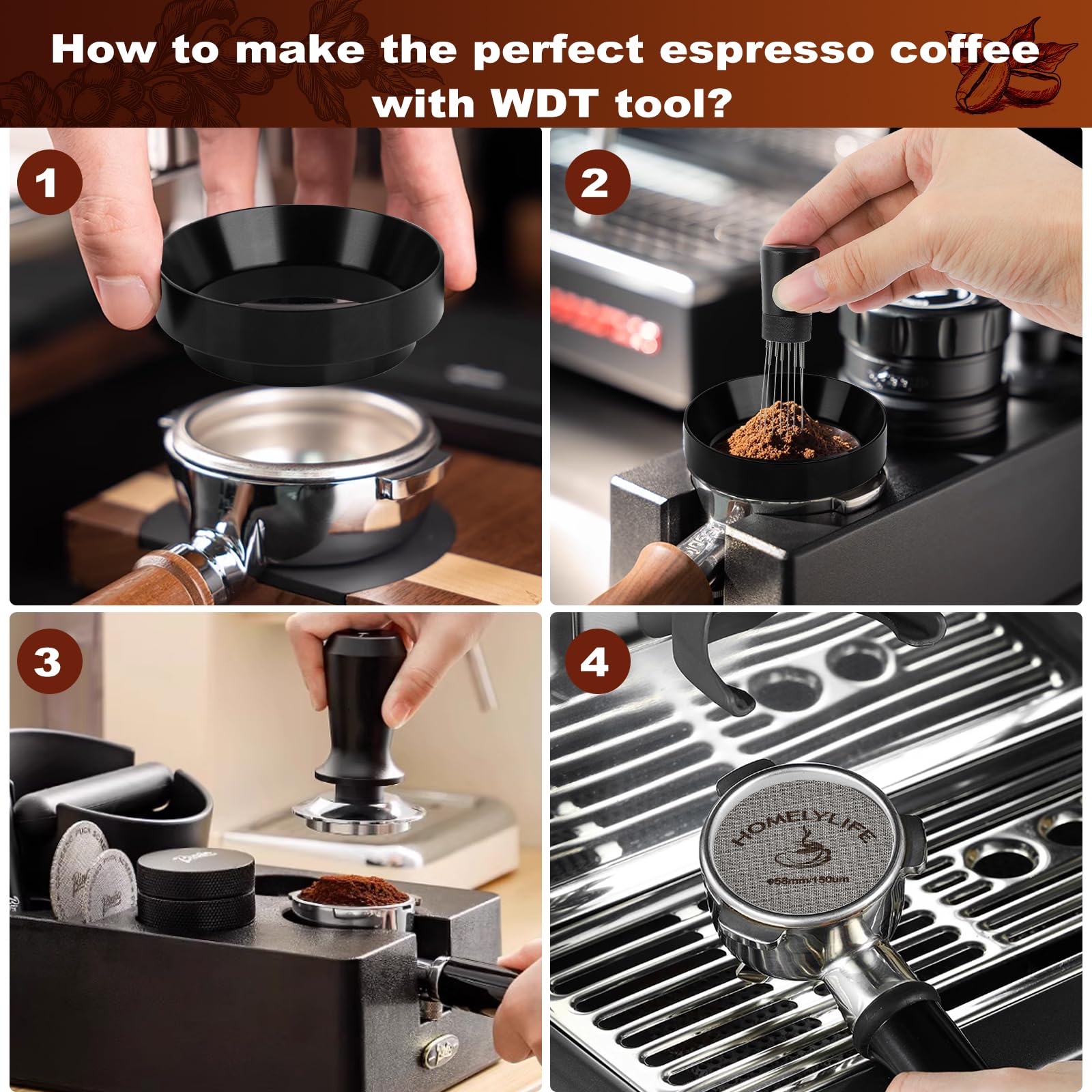 Wdt Tools Espresso Puck Screen, 58Mm Espresso Accessories Kit   150M Puck Screen Set, 0.25Mm 316 Stainless Steel 8 Needles Coffe