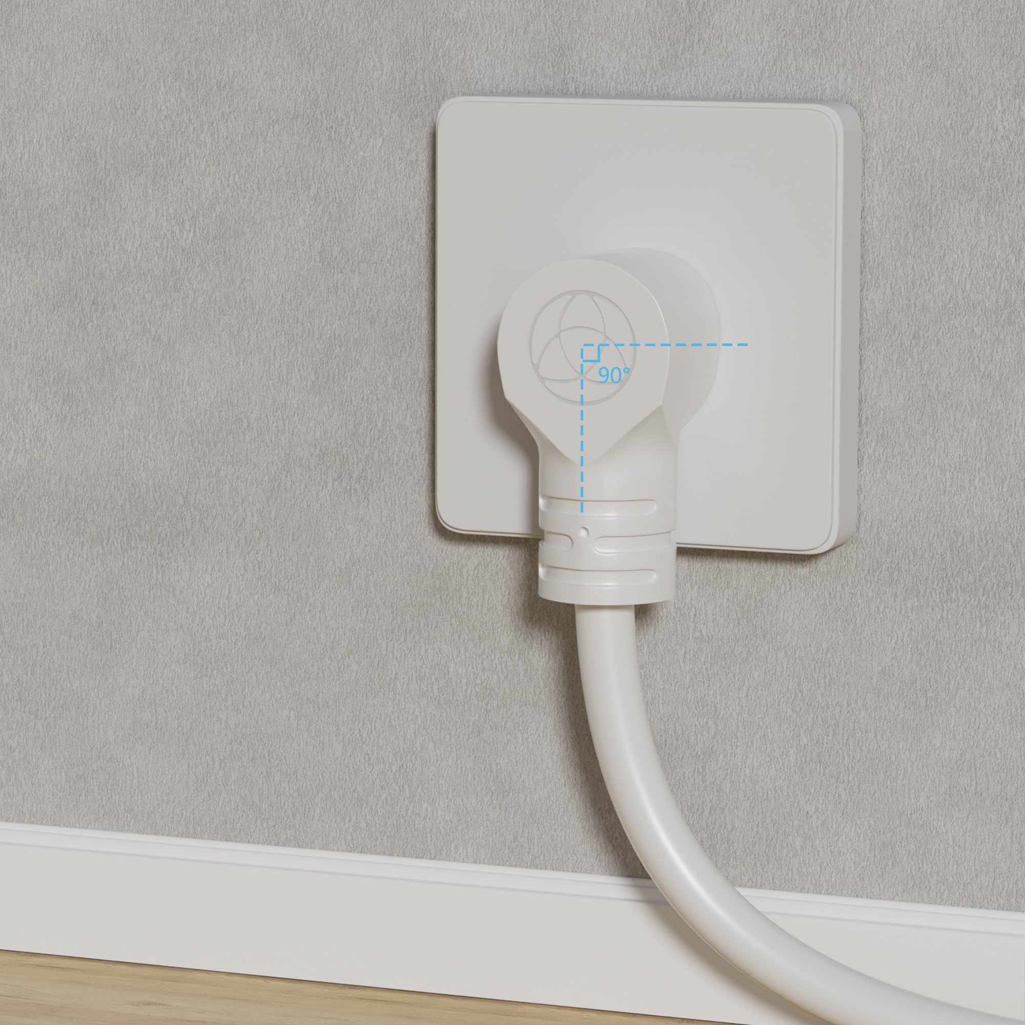 Extension Cord 15 Ft, 3 Prong Extension Power Cord, 90 Degree Right Angle Plug Design, 16/3 Gauge Flexible Cold, 13A 1625W 16Awg