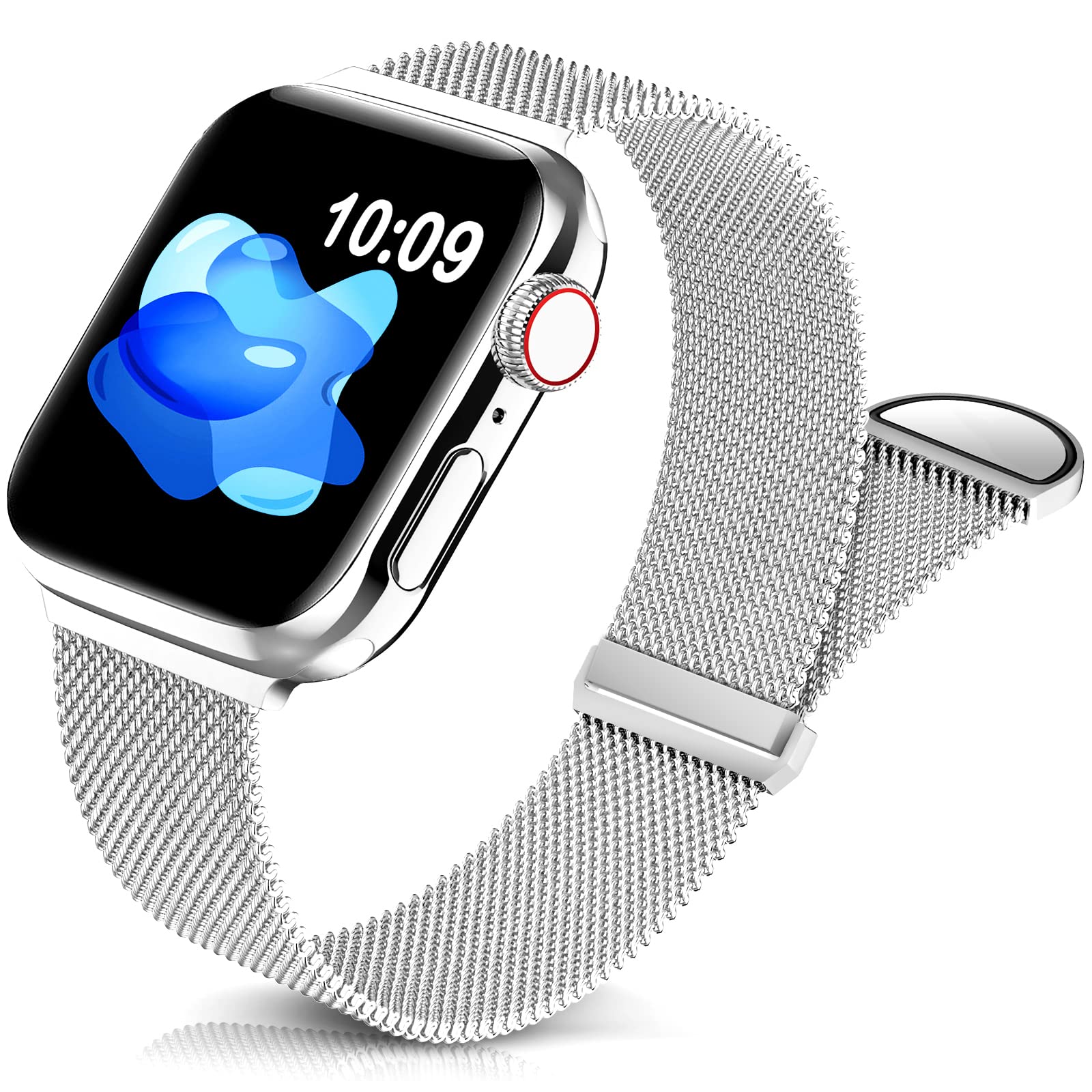 Sunnywoo Metal Stainless Steel Band Compatible With Apple Watch Bands 38Mm 40Mm 41Mm 42Mm 44Mm 45Mm 49Mm,Silver Loop Adjustable