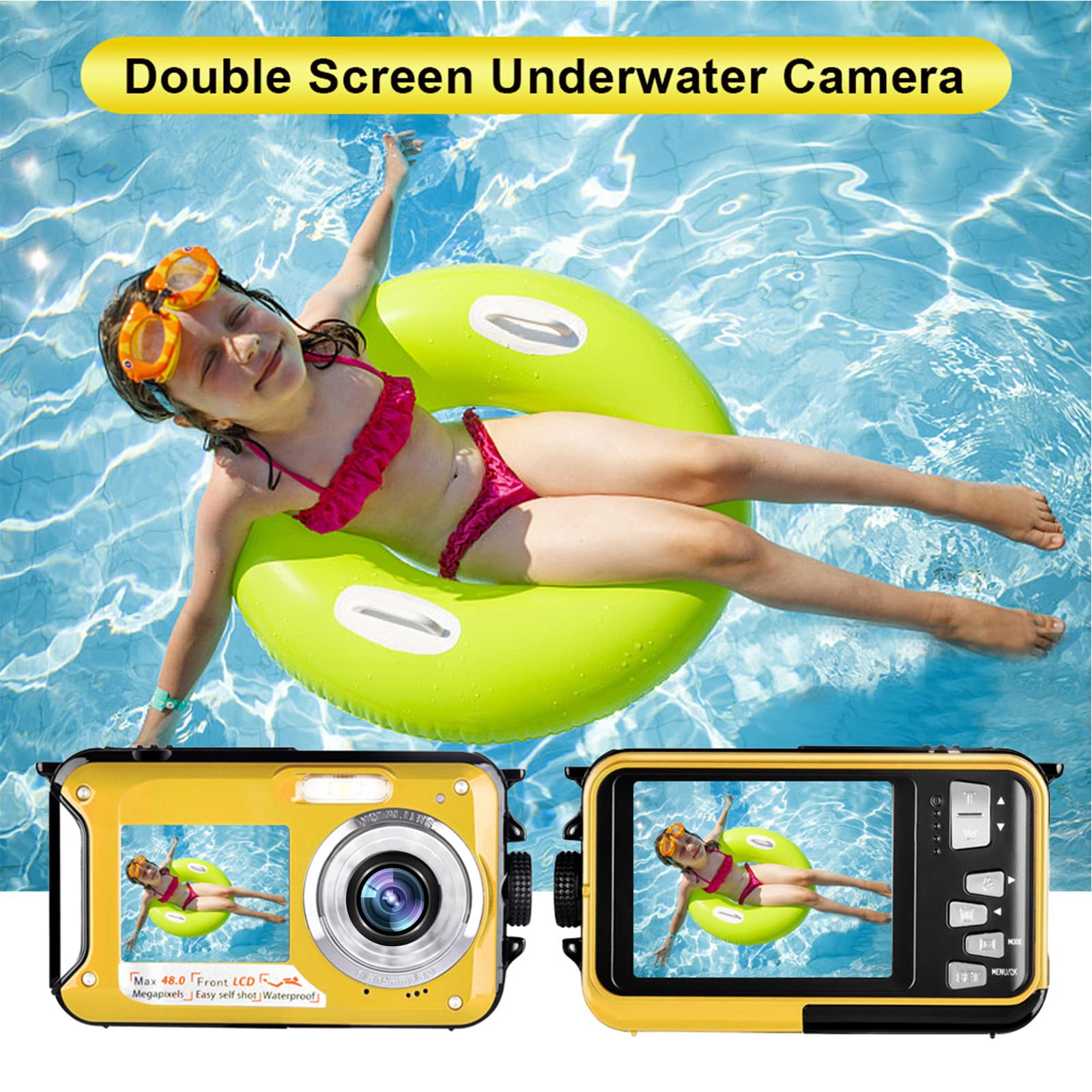 Waterproof Digital Camera Underwater Camera Full Hd 2.7K 48 Mp Video Recorder Selfie Dual Screens 16X Digital Zoom Flashlight Wa