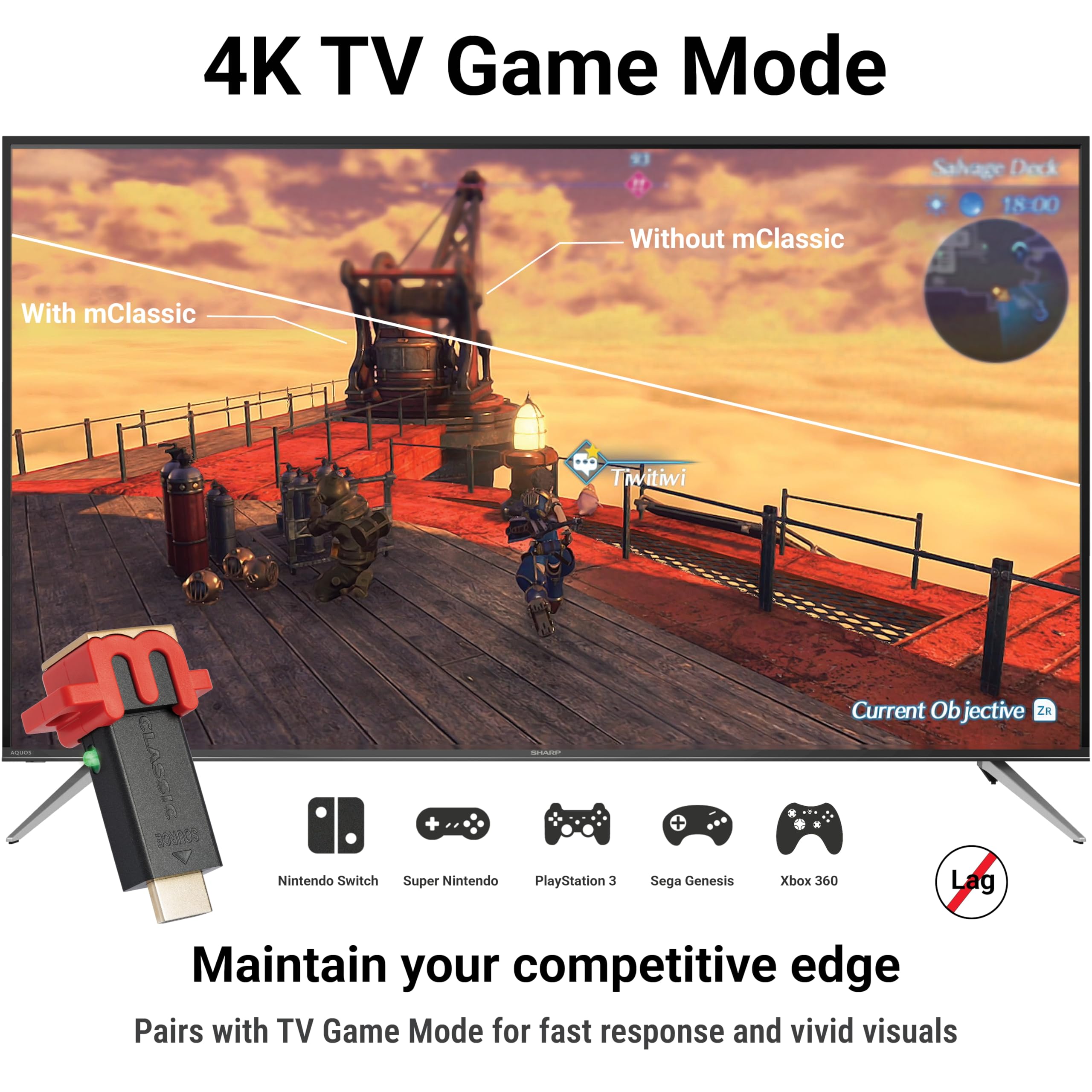 Marseille Mclassic Og - Restore Your Tvs Game Mode Image Quality, Lag Free, On Nintendo Switch, Xbox, Playstation, Gamecube, N64