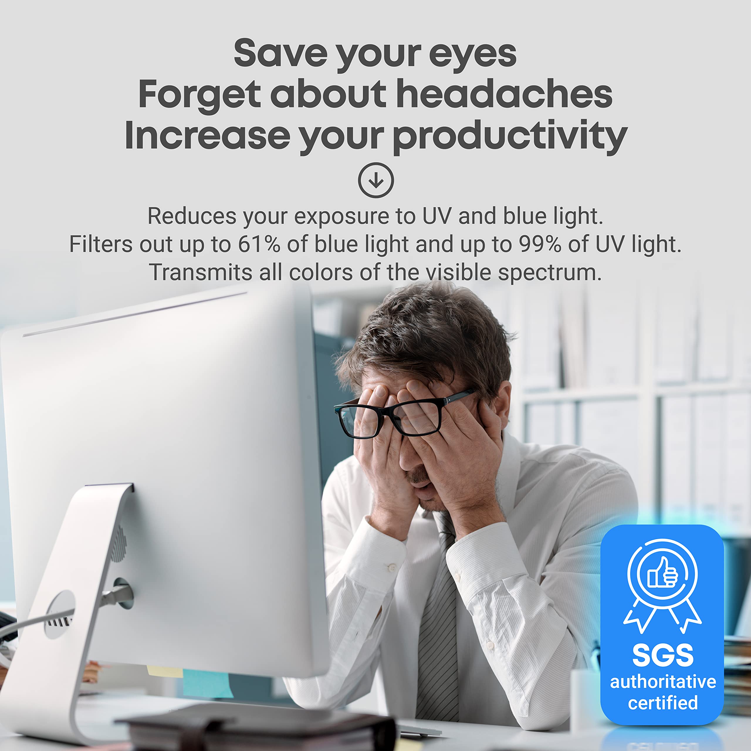 Blue Light Blocking Screen Protector Panel For 24 Inch Diagonal Led Pc Monitor Anti Uv Eye Protection Filter Film   Widescreen M