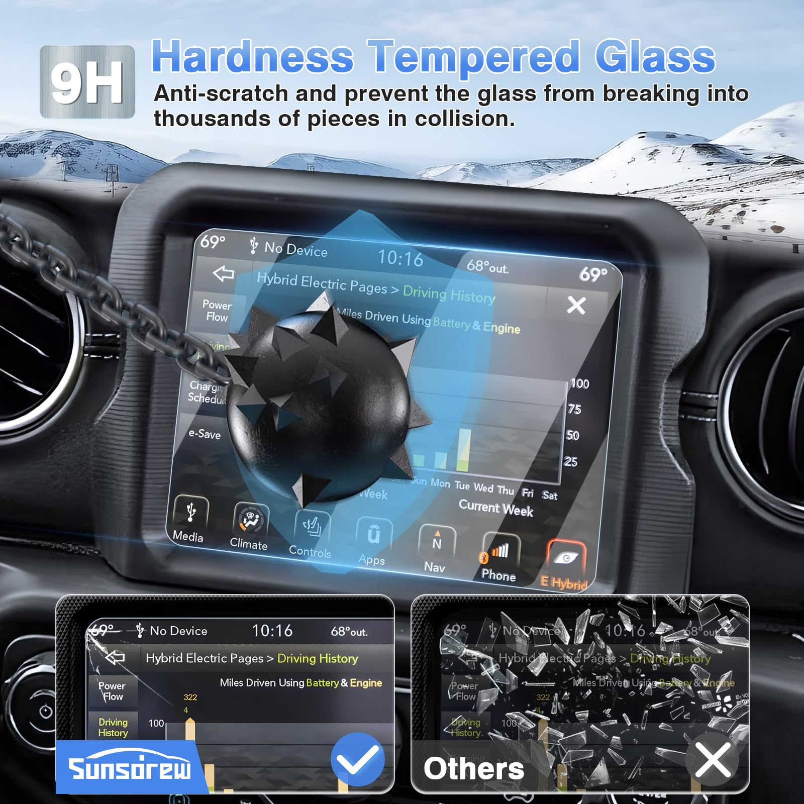 Sunsdrew 2Pcs Screen Protector For 2018 2022 Jeep Wrangler Jl/2020 2022 Gladiator Jt 8.4' Dashboard Touch Screen Radio Display Protector 9H Tempered Glass Protective Film Anti Glare
