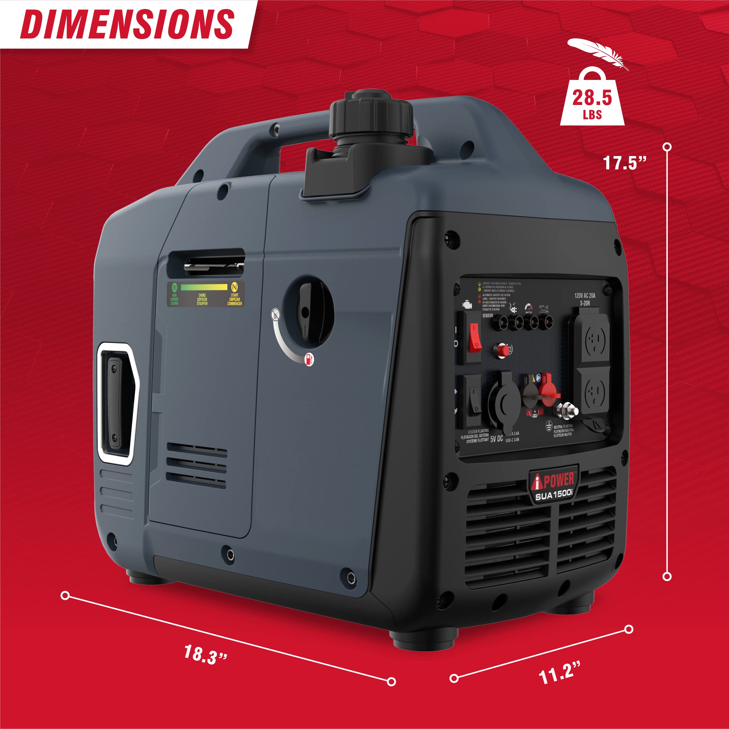 A Ipower Portable Inverter Generator, 1500W Super Quiet, Epa & Carb Compliant Co Sensor, Portable Ultra Light Weight For Backup