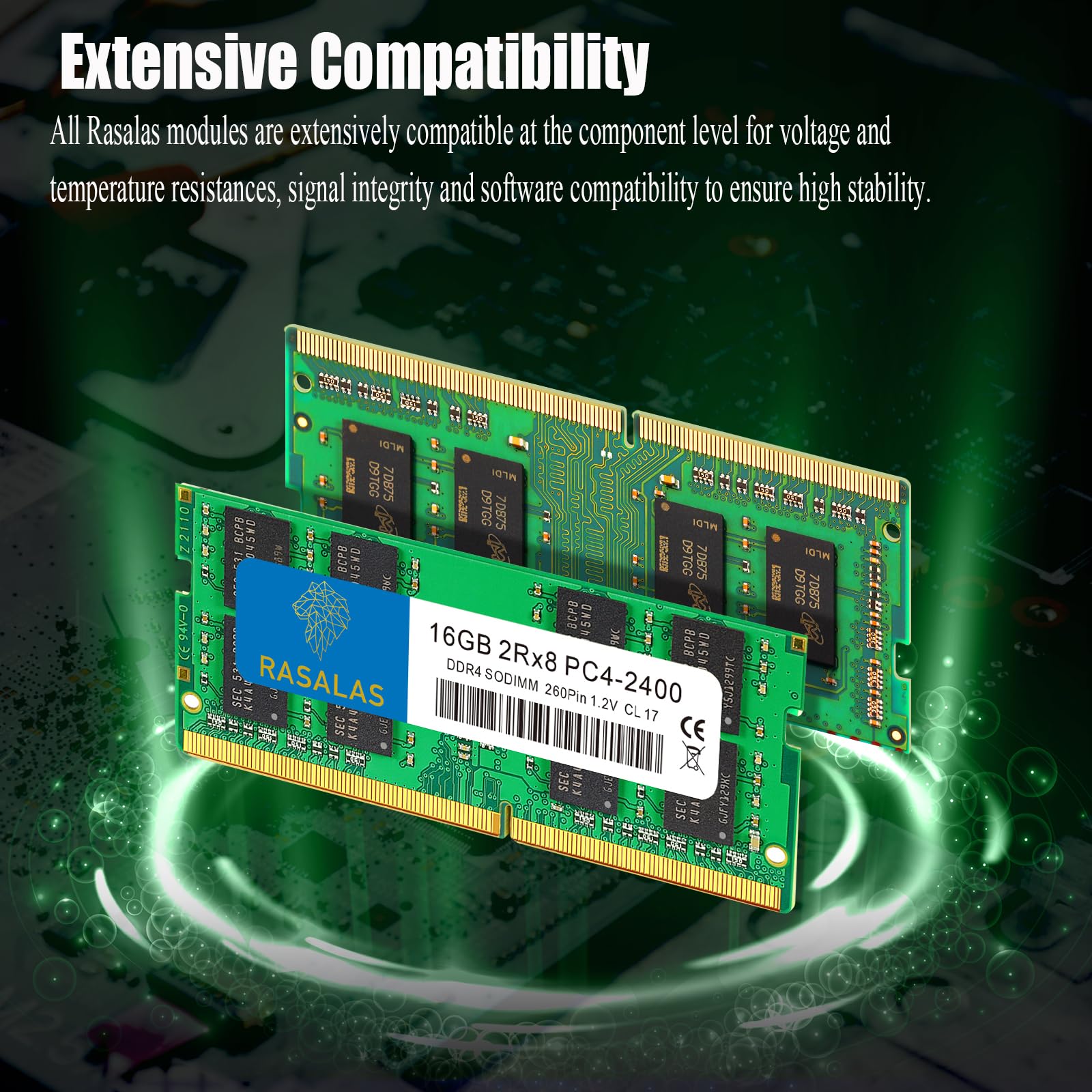 Rasalas 16Gb 2Rx8 Ddr4 2400Mhz (Ddr4 2400) Pc4 19200 (Pc4 2400T) Non Ecc Unbuffered 1.2V Cl17 2Rx8 Single Rank 260 Pin So Dimm L