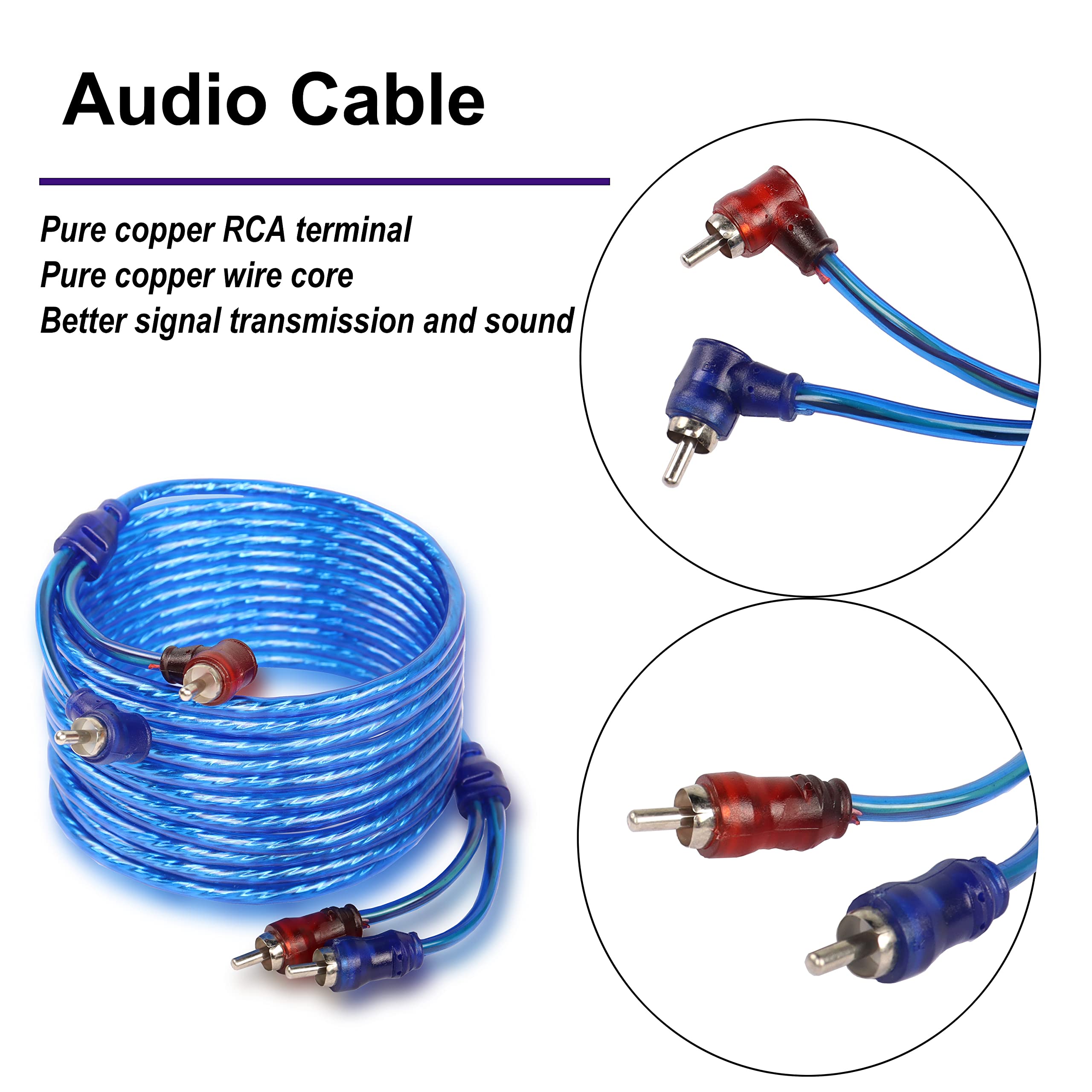 Xmsjsiy Car Audio Wiring Kit Amplifier Cable Kit 1500 Watts Car Stereo Subwoofer Installation With Fuse For Car Truck Motorcycle