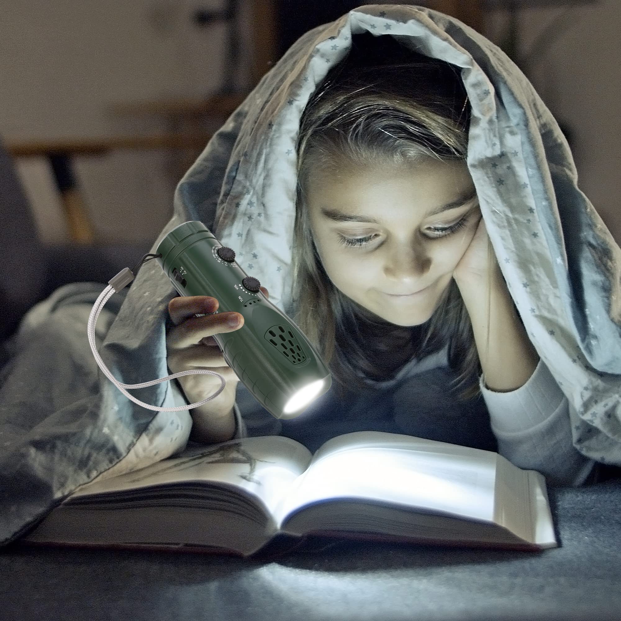 Molebit Hand Crank Flashlight With Emergency Radio Led Torch Phone Charger, Portable Dynamo Sos Rechargeable Usb Charging Handhe