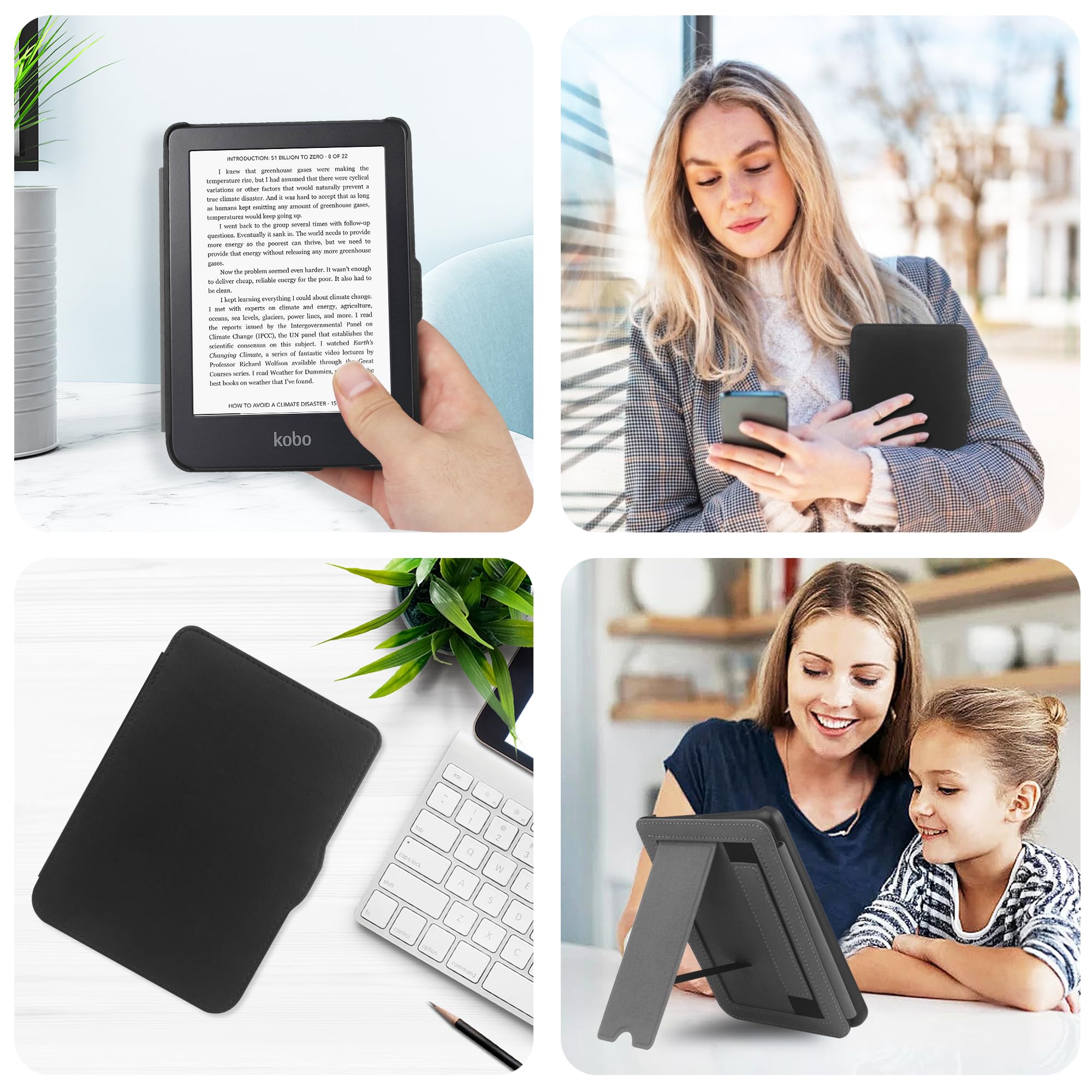 Hgwalp Stand Case For 6'' Kobo Clara Colour/Clara Bw(2024)/Clara 2E(2022) Released, Premium Light Shell Cover With Auto Wake/Sle