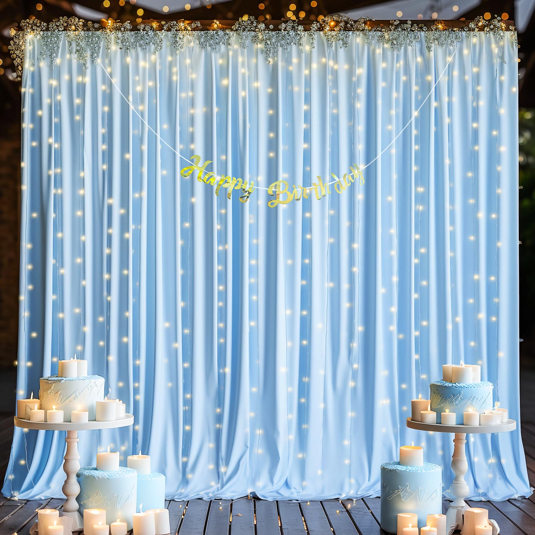 10Ft X 10Ft Baby Blue Backdrop Curtain For Baby Shower Parties Light Blue Wrinkle Free Backdrop Drapes Panels For Birthday Photo