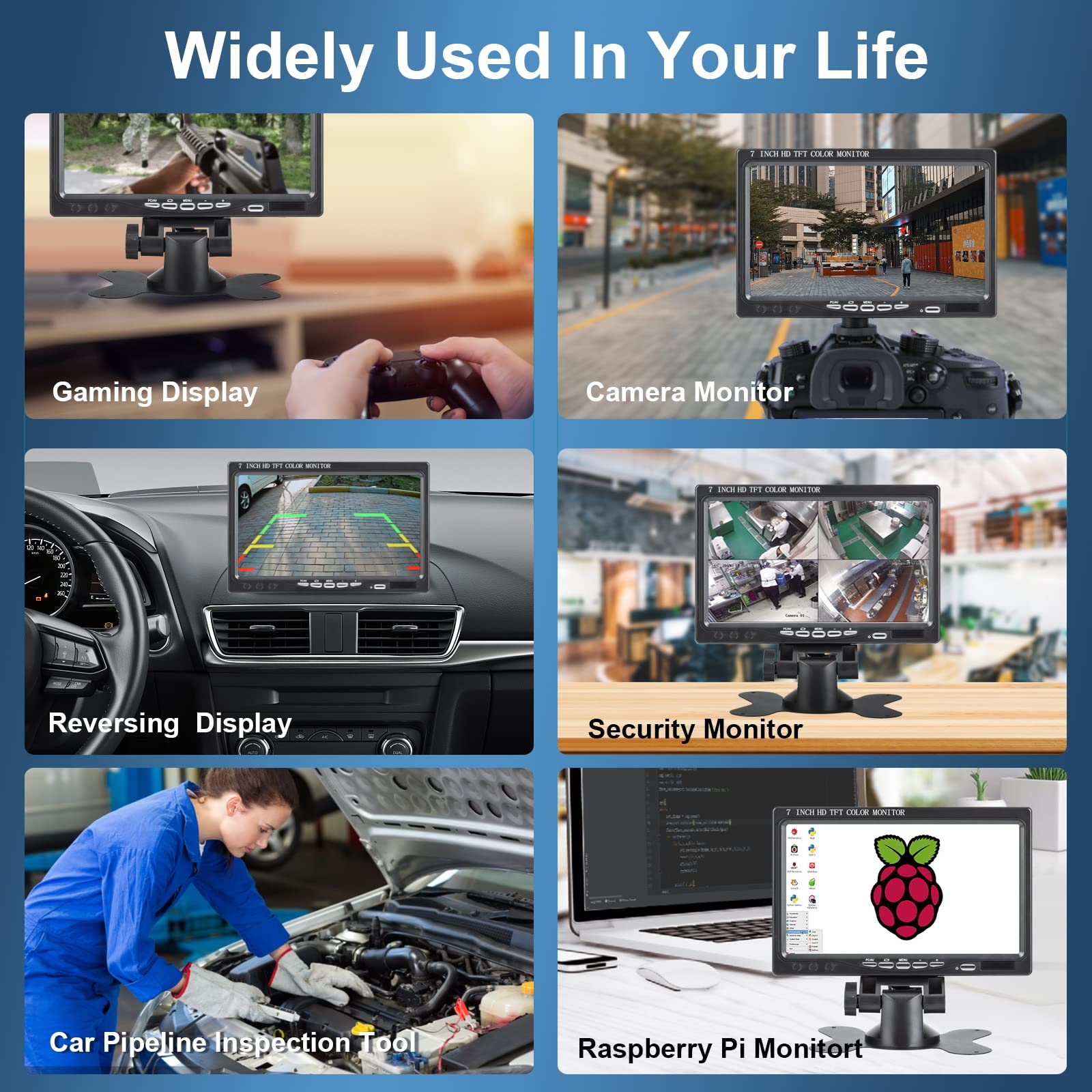 Yasoca 7 Inch Portable Small Hdmi Monitor Hd 1080P Vga Monitor,Small Lcd Hdmi Monitor Mini Screen 1024X600,Hdmi/Vga/Av Input Min