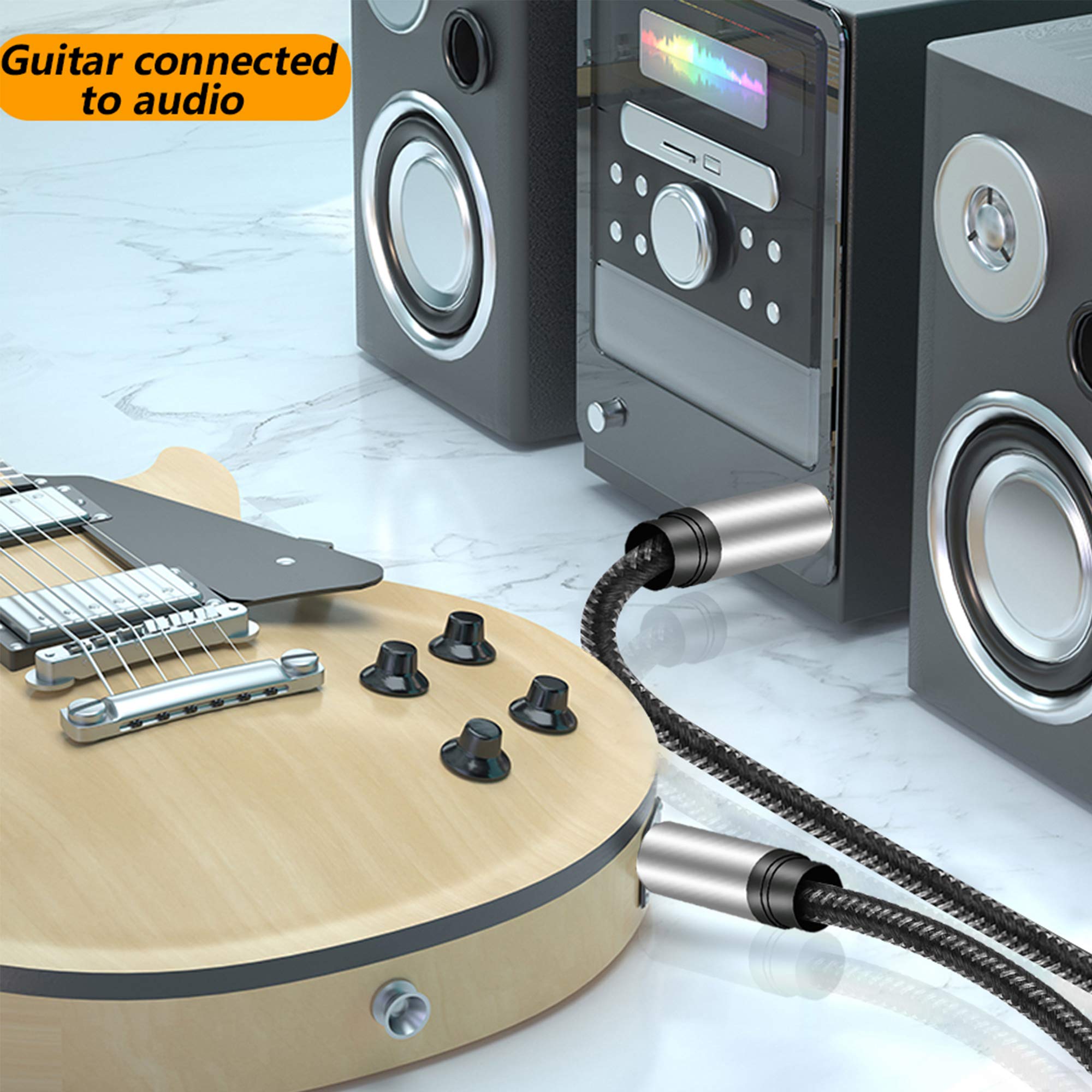 6.35Mm Instrument Cable 20Ft,Silver Color Premium 6.35Mm Mono Jack 1/4'' Ts Cable Unbalanced Guitar Patch Cords/Instrument Cable