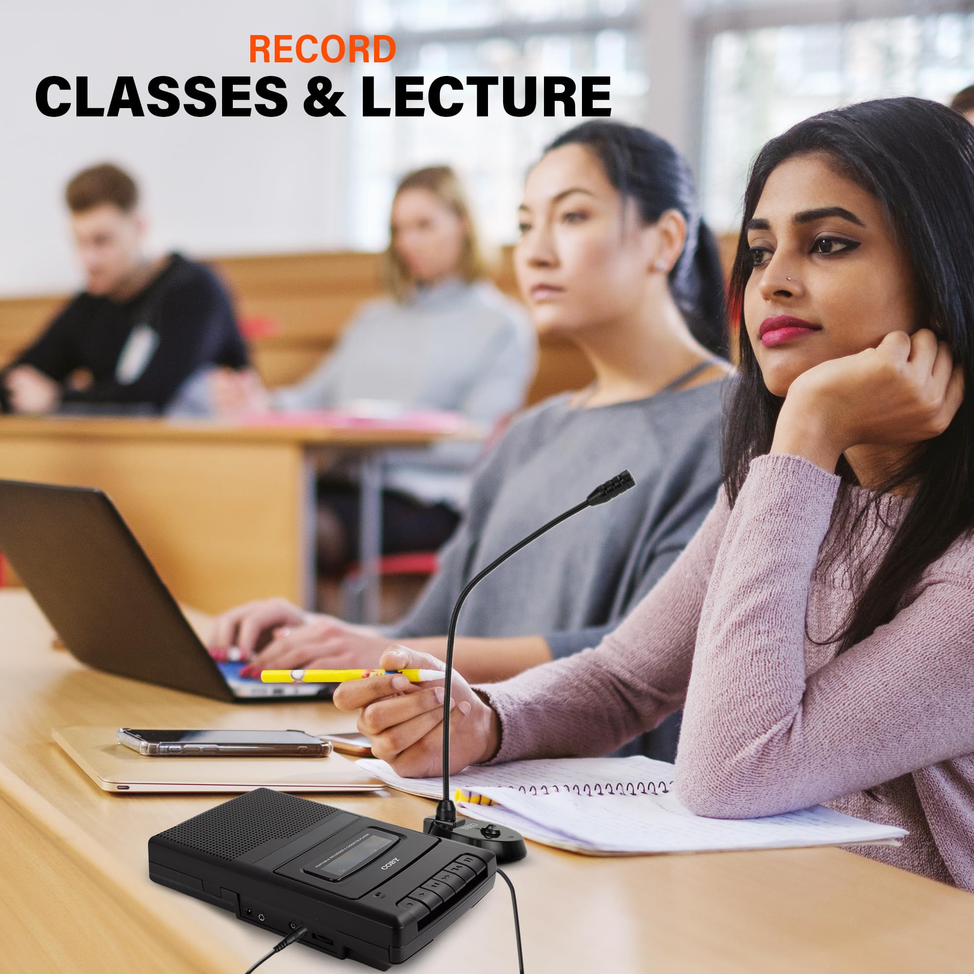 Coby Portable Cassette Player & Tape Cassette Recorder With Built In Microphone & One Touch Recording With Automatic Stop, Exter