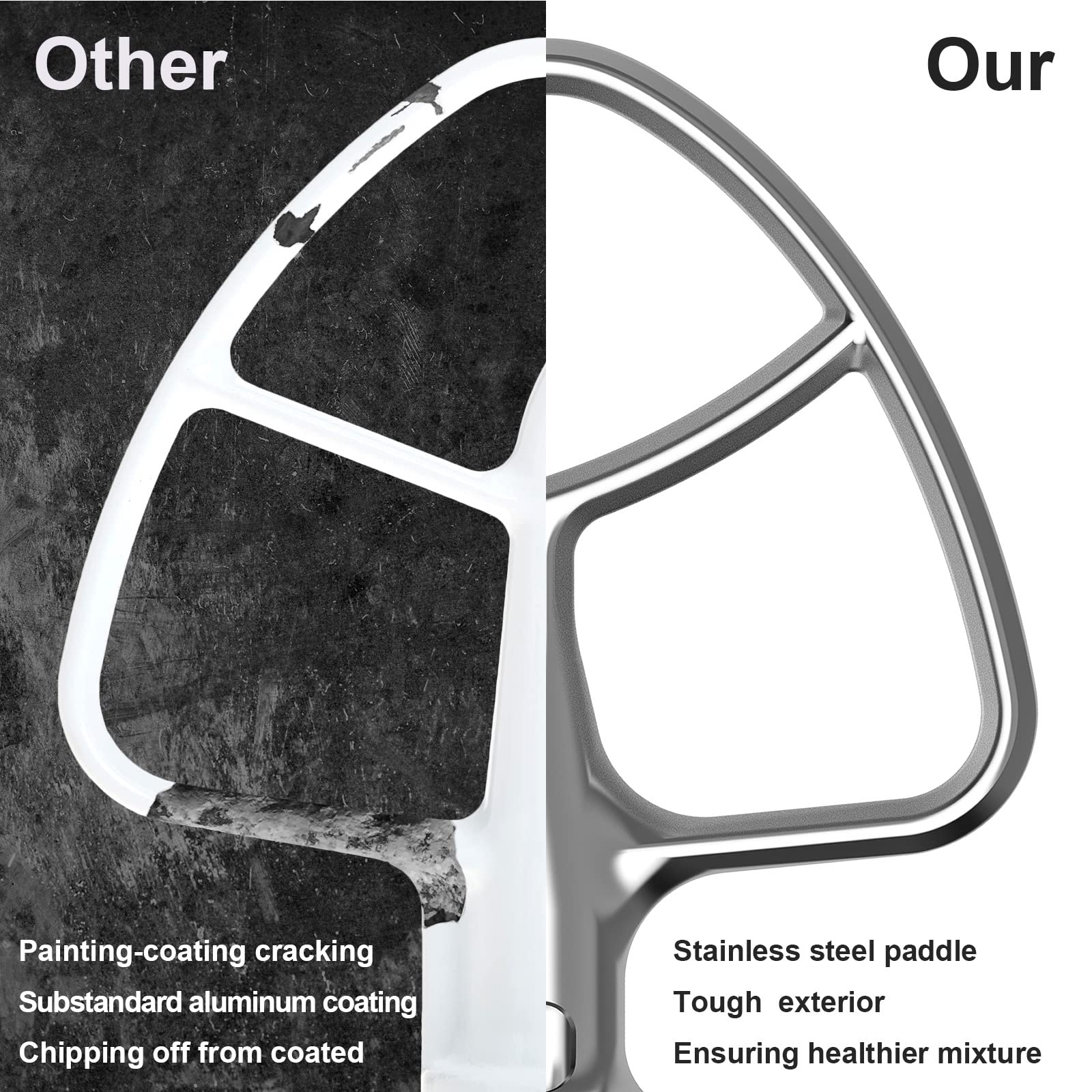 Stainless Steel Beaters For Kitchenaid Stand Mixer, 4.5 5Qt Tilt Head Paddle Attachment For Kitchenaid Mixer, Polished Flat Beat