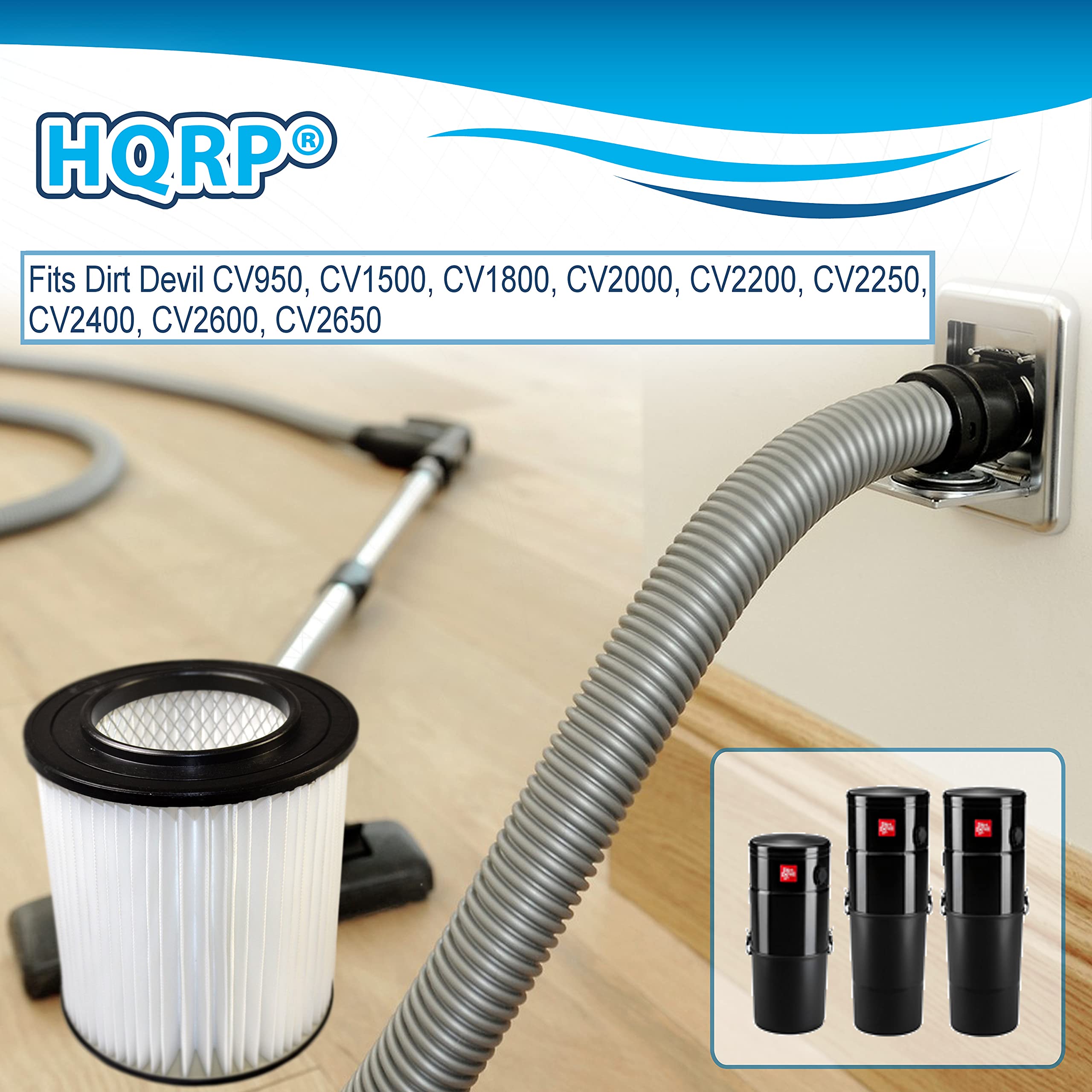 Hqrp 2 Pack 7'' Filter Compatible With Dirt Devil Cv2200, Cv1500, Cv950, Cv2000, Cv2400, Cv2250, Cv2600, Cv2650, Cv1800, Cv1850