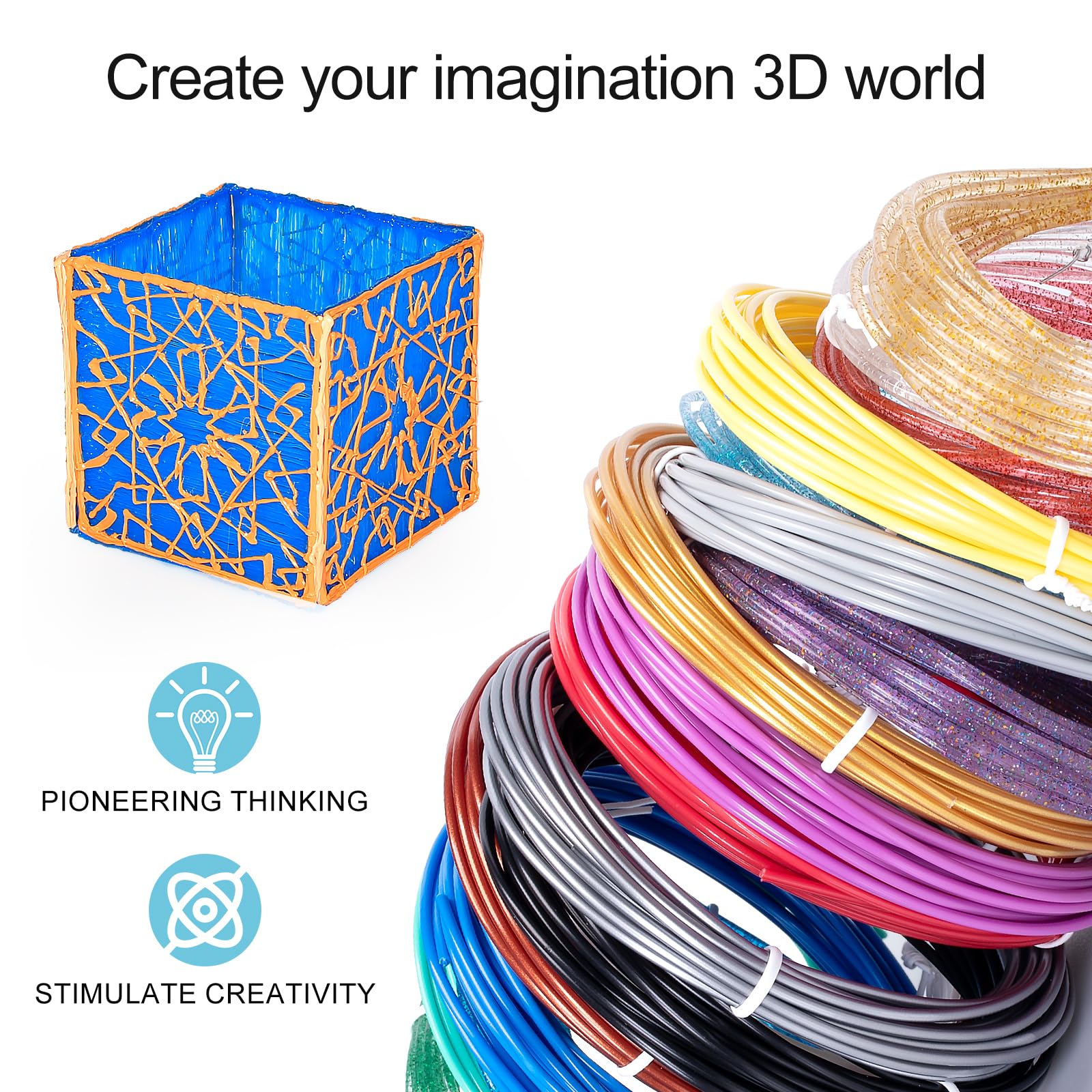 Kretrum 3D Pen Filament Refills 12 Colors 1.75Mm Pla 3D Doodler Pen Filament Refills Compatible With Mynt3D Scrib3D Pika3D 3D Pe
