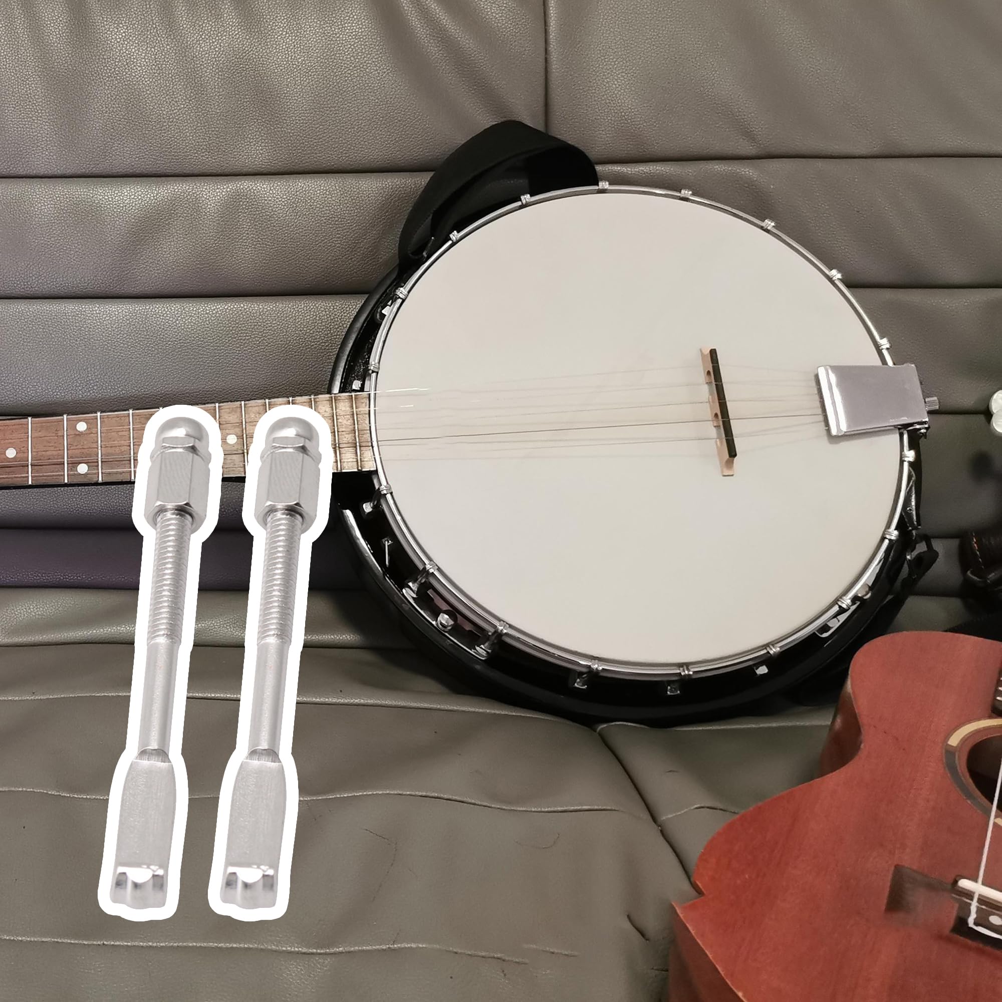 Yibuy Set Of Chrome Traditional 24 Pieces Banjo Bracket Hook & Nut 2.27 Inches Total Length