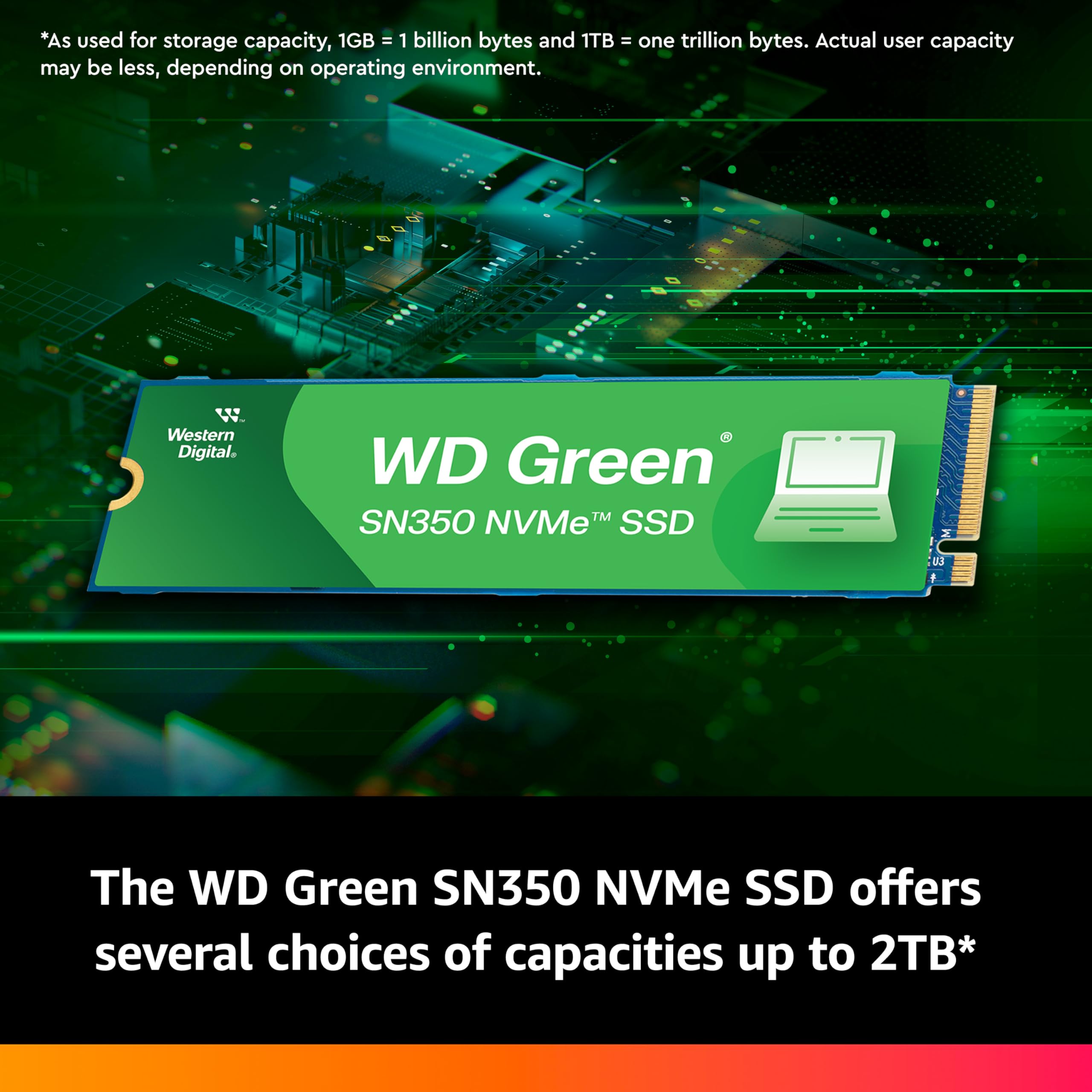 Western Digital 1Tb Wd Green Sn350 Nvme Internal Ssd Solid State Drive - Gen3 Pcie, Qlc, M.2 2280, Up To 3,200 Mb/S - Wds100T3G0