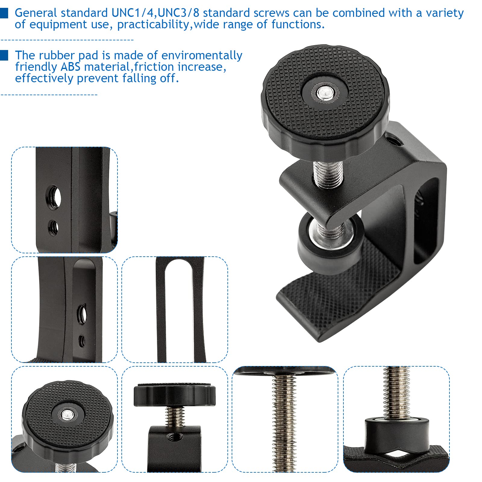 4Pcs Universal C Clamp, Heavy Duty Sturdy 1/4 And 3/8 Thread Hole For Tables Desk Mount, Desktop Mount Holder, Photo Studio Phot