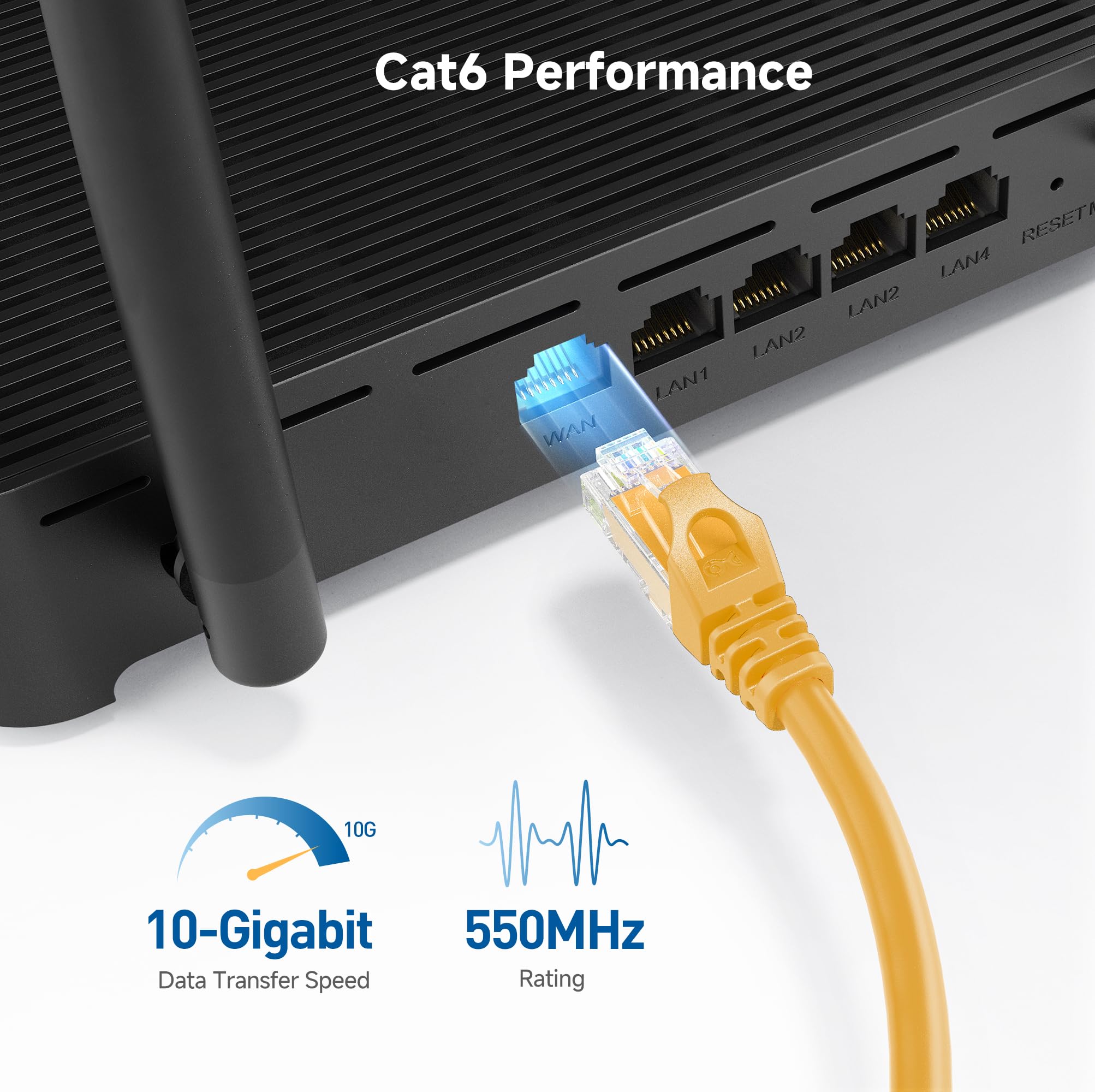 Cable Matters 10Gbps Snagless Cat 6 Ethernet Cable   6Ft, Cat 6 Cable, Cat6 Cord, Ethernet Cord, Yellow