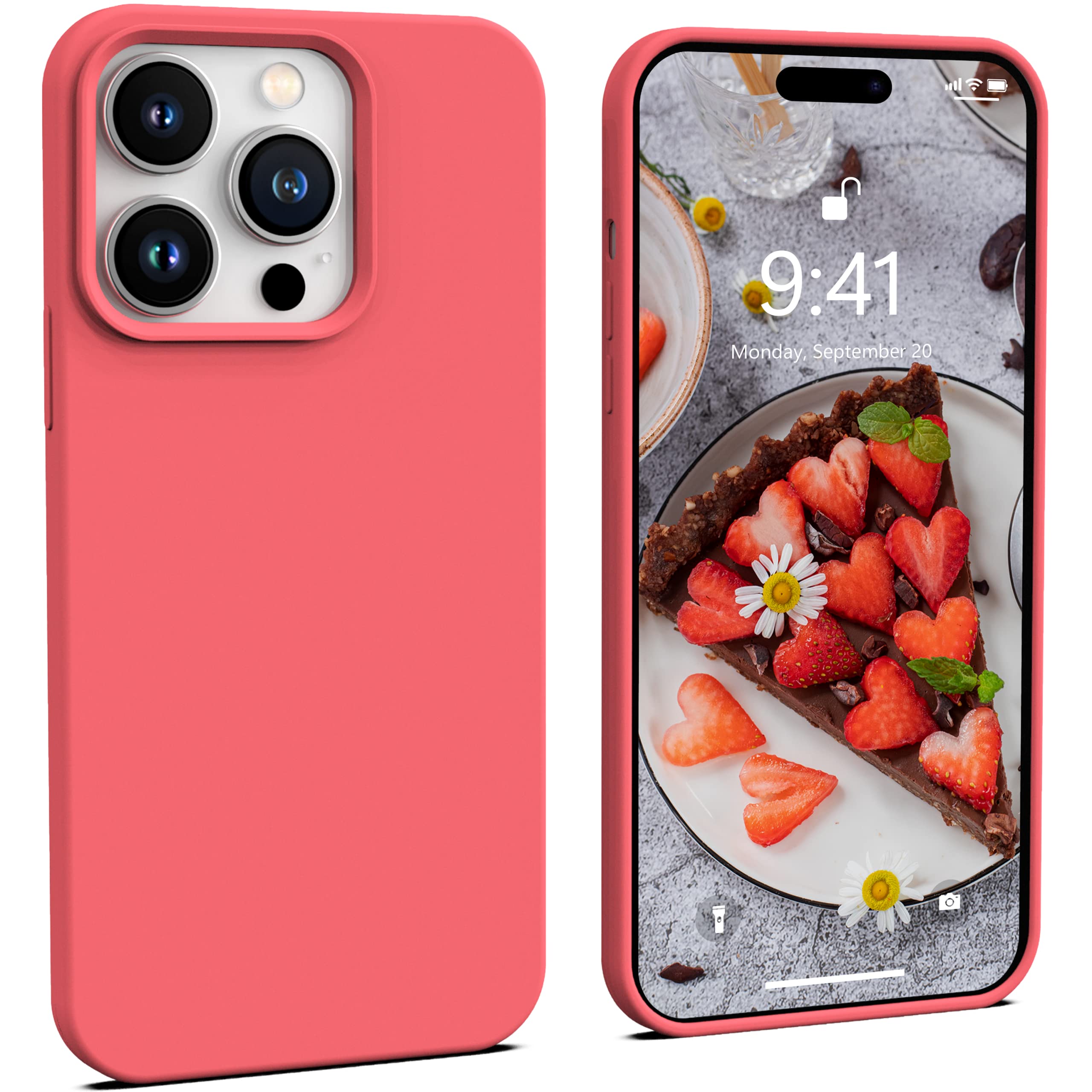 Icesword Iphone 14 Pro Case Berry (2022), Liquid Silicone Case Phone Cover Slim Full Body Protective,Soft Anti Scratch Microfibe