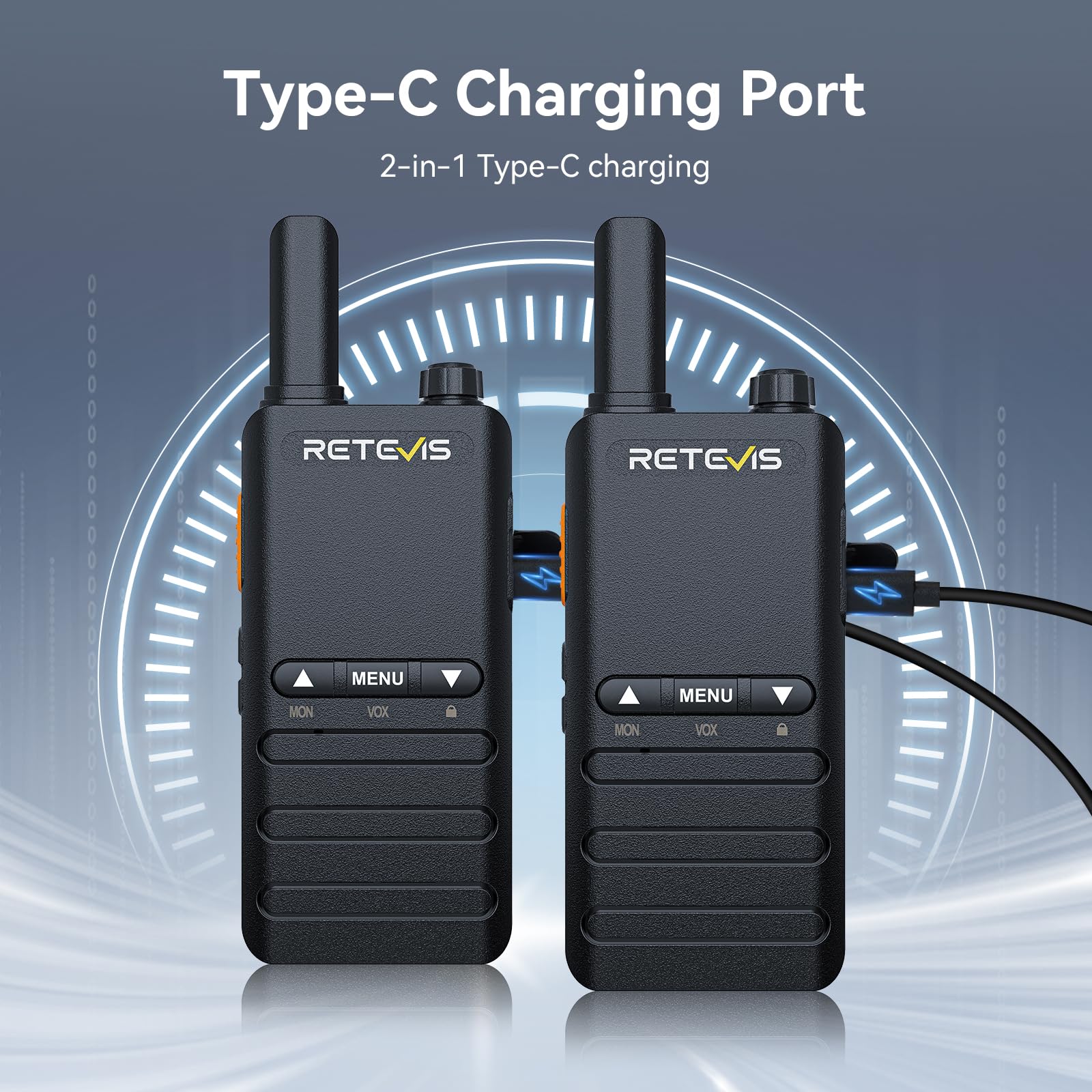 Retevis B3B Walkie Talkies For Adults, Compact 2 Way Radios With Earpiece, 1620Mah, Usb-C, Vox, Key Lock, 3+2 Buttons, License-F